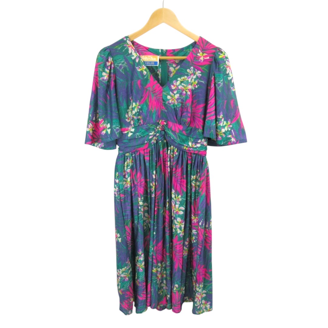 front image for Berkertex Mayfair Vintage Dress UK 10 Tropical Womenswear | Pre-loved 