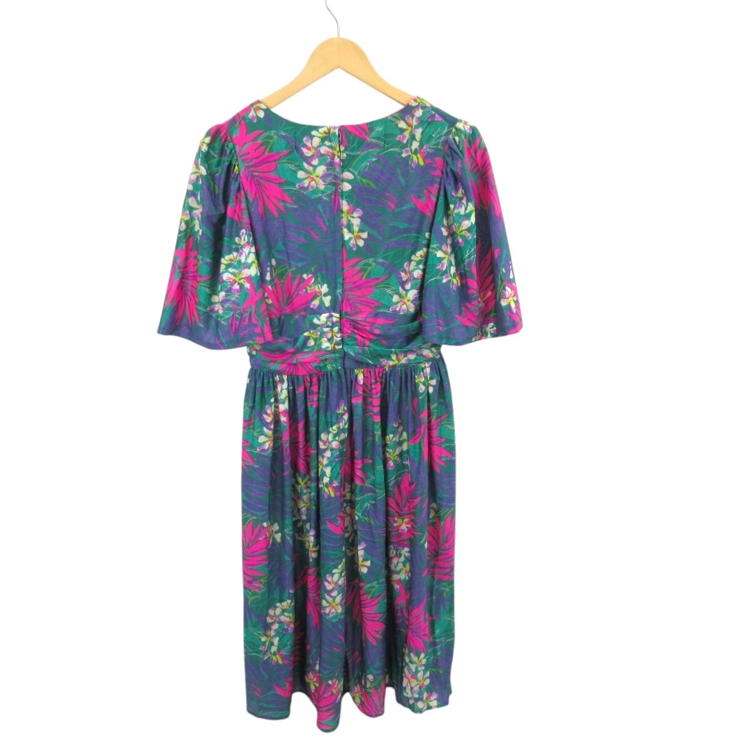 back image for Berkertex Mayfair Vintage Dress UK 10 Tropical Womenswear | Pre-loved 