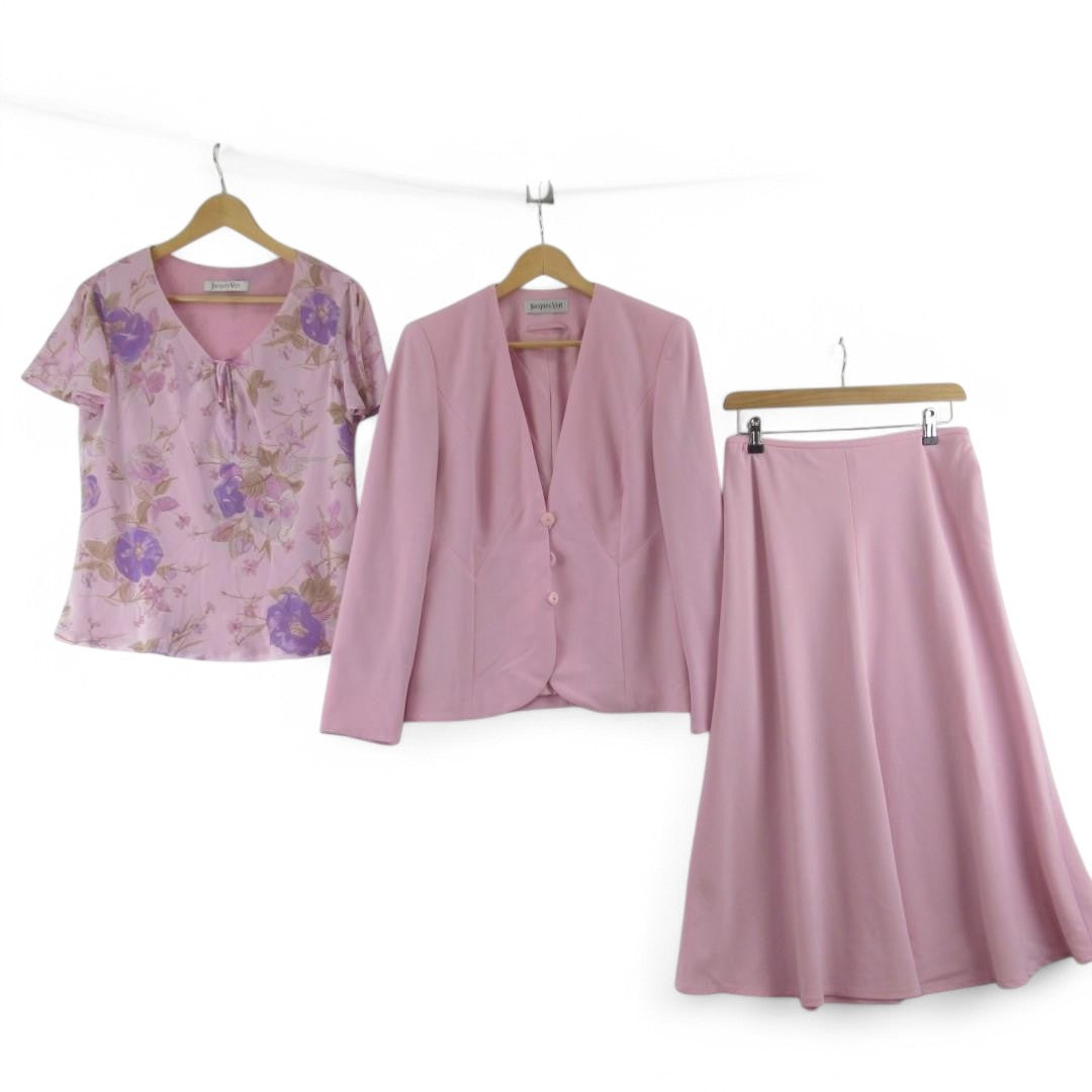 front image for Jacques Vert Vintage Mother Of Bride Outfit Pink UK 12 Womenswear | Pre-loved