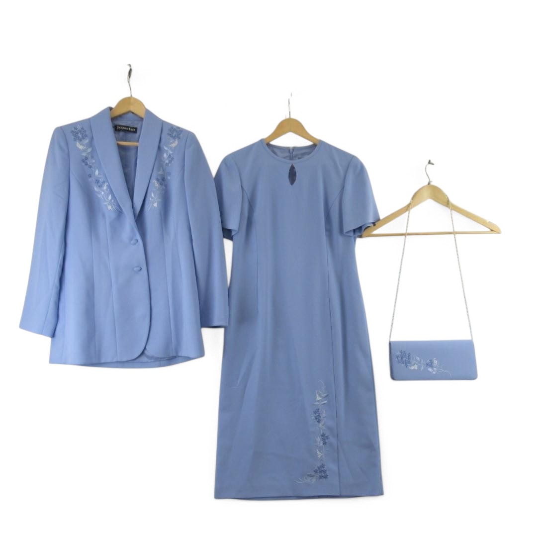 front image for Jacques Vert Vintage Mother Of Bride Outfit Blue UK 10 Womenswear | Pre-loved