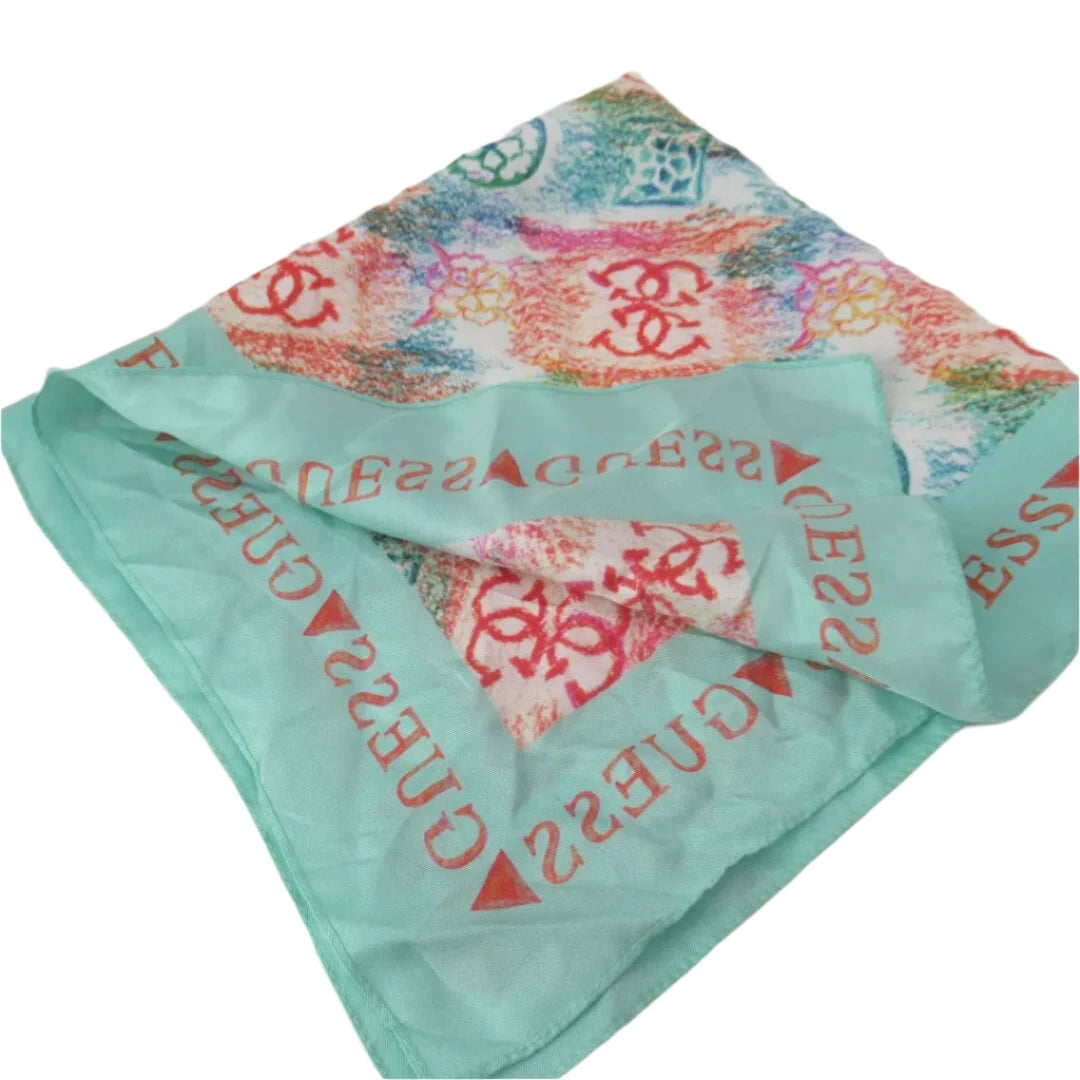 Folded image for Guess 19"x19" Multicoloured Logo Head Scarf Womenswear | Preloved