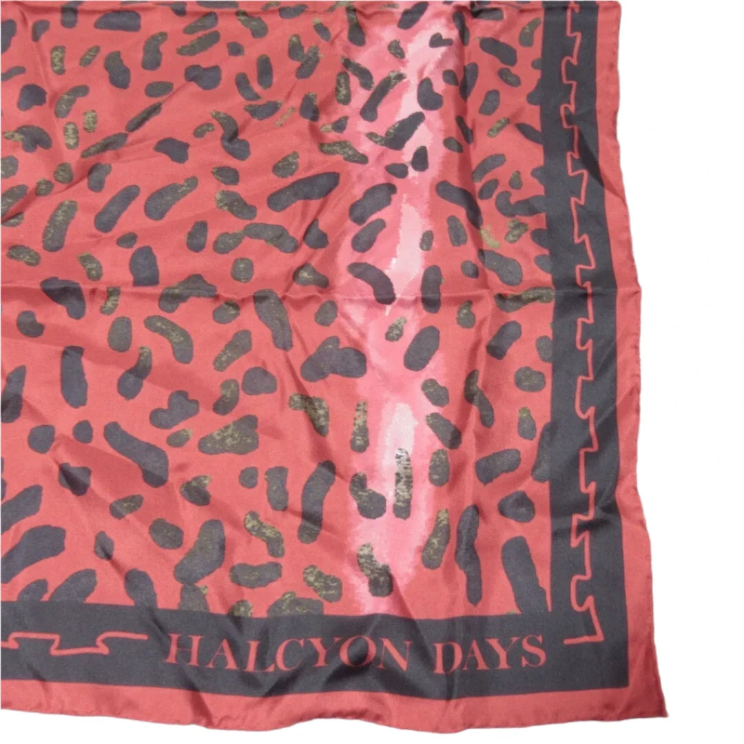 Logo Image for Halycon Days 35"x35" Red Animal Print Silk Scarf Womenswear | Preloved