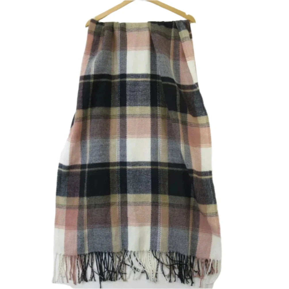 Front image for Pigalle 26"x72" Multicoloured Check Scarf Shawl Womenswear | Preloved