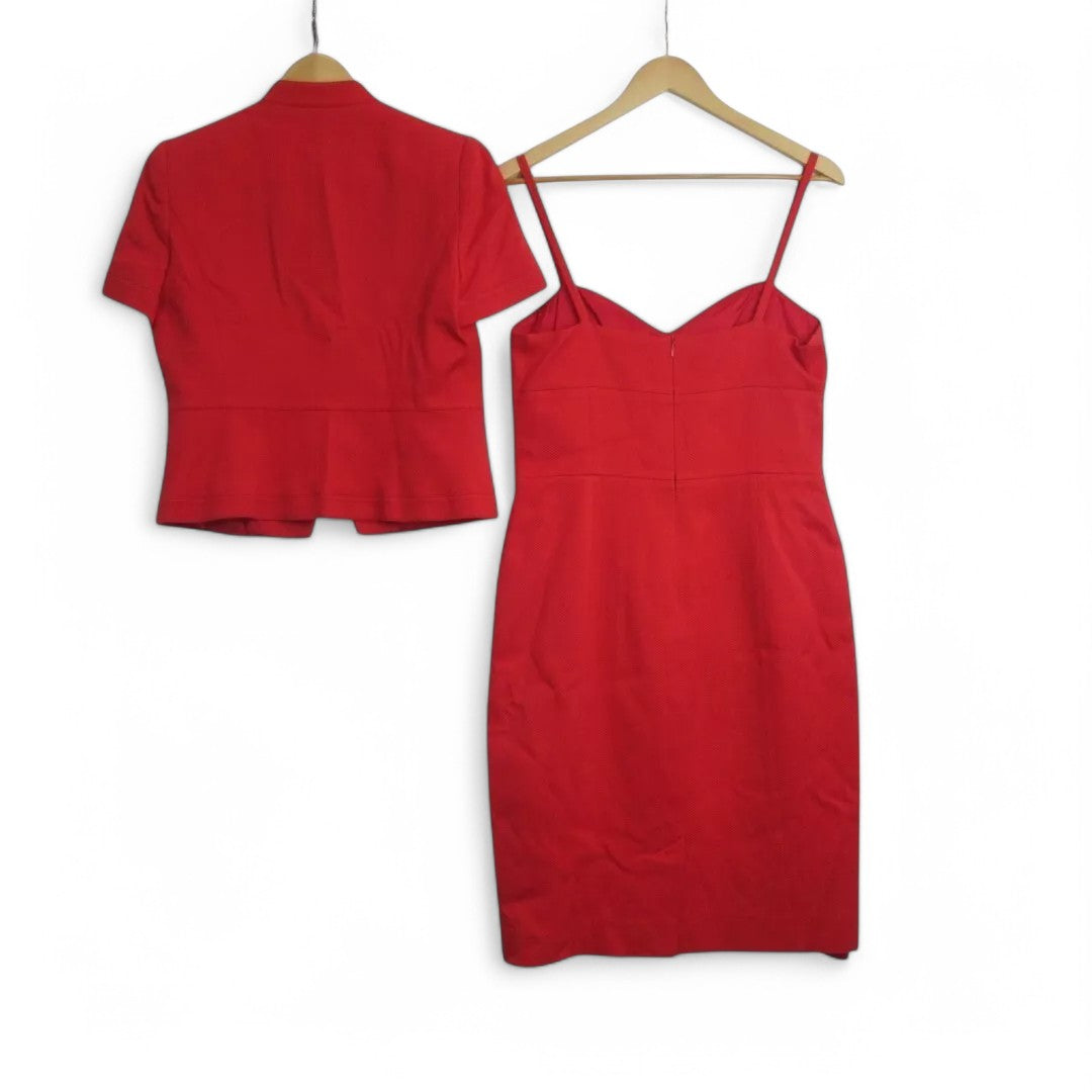 back image for Jaeger Vintage Mother Of Bride Suit Red UK 12 Womenswear | Pre-loved