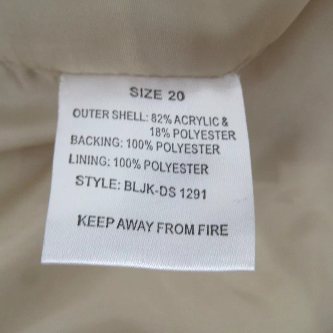 care label image for Sugar Candy Faux Fur Coat UK 20 Beige Womenswear | Pre-loved