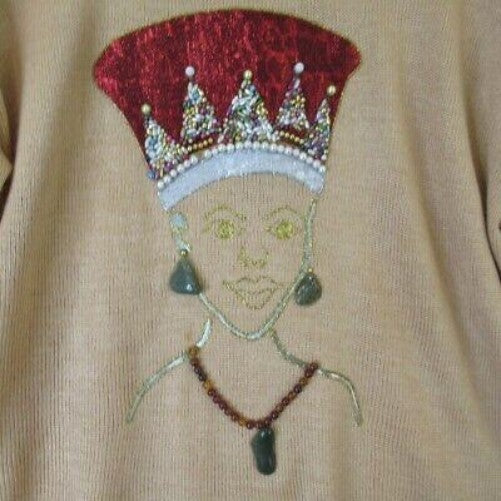 beading image for Barbara J Design Knitted Beaded Top Medium Womenswear | Pre-loved 