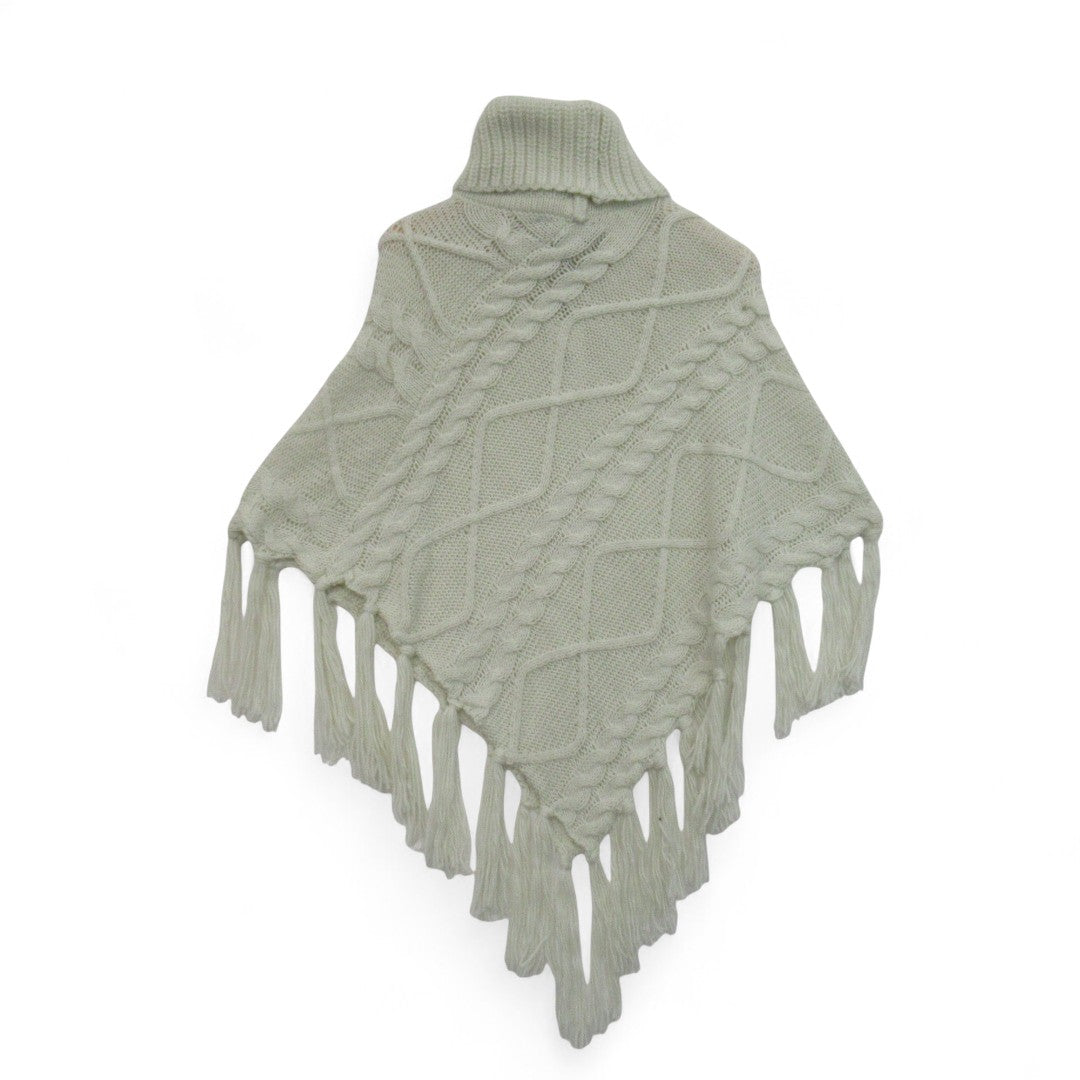 back image for Lipsy London Knit Poncho Ivory Medium/Large Womenswear Roll Neck - Preloved