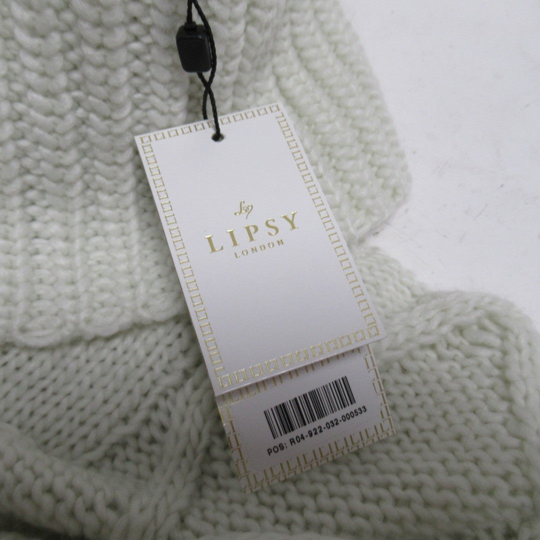label image for Lipsy London Knit Poncho Ivory Medium/Large Womenswear Roll Neck - Preloved