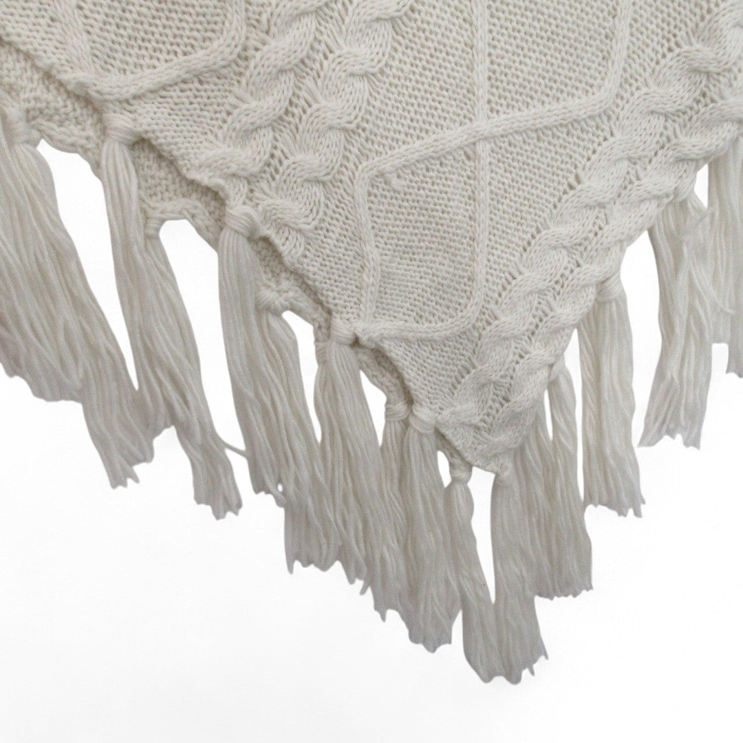 detail image for Lipsy London Knit Poncho Ivory Medium/Large Womenswear Roll Neck - Preloved