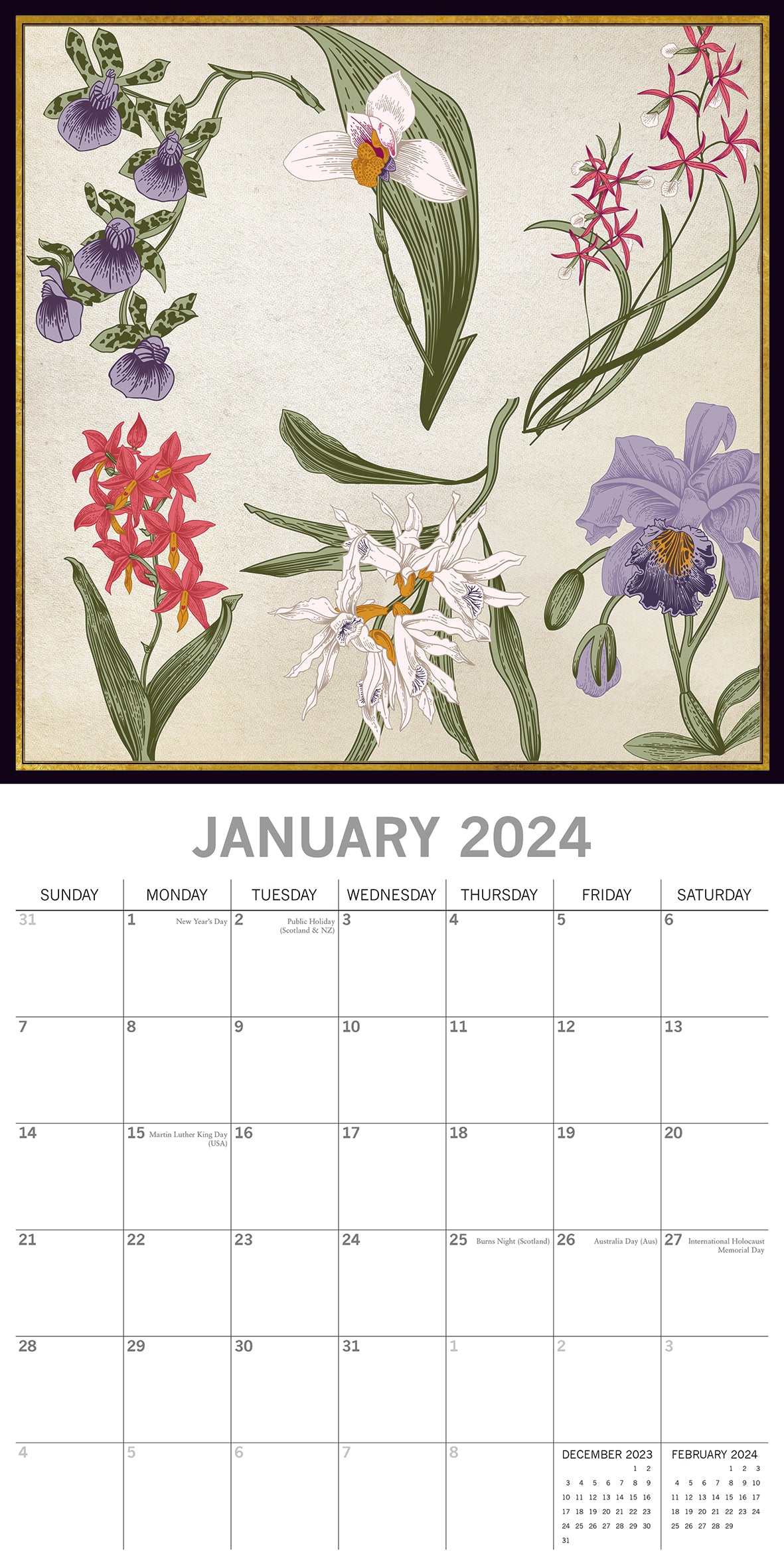 Botanicals 2024 square wall calendar