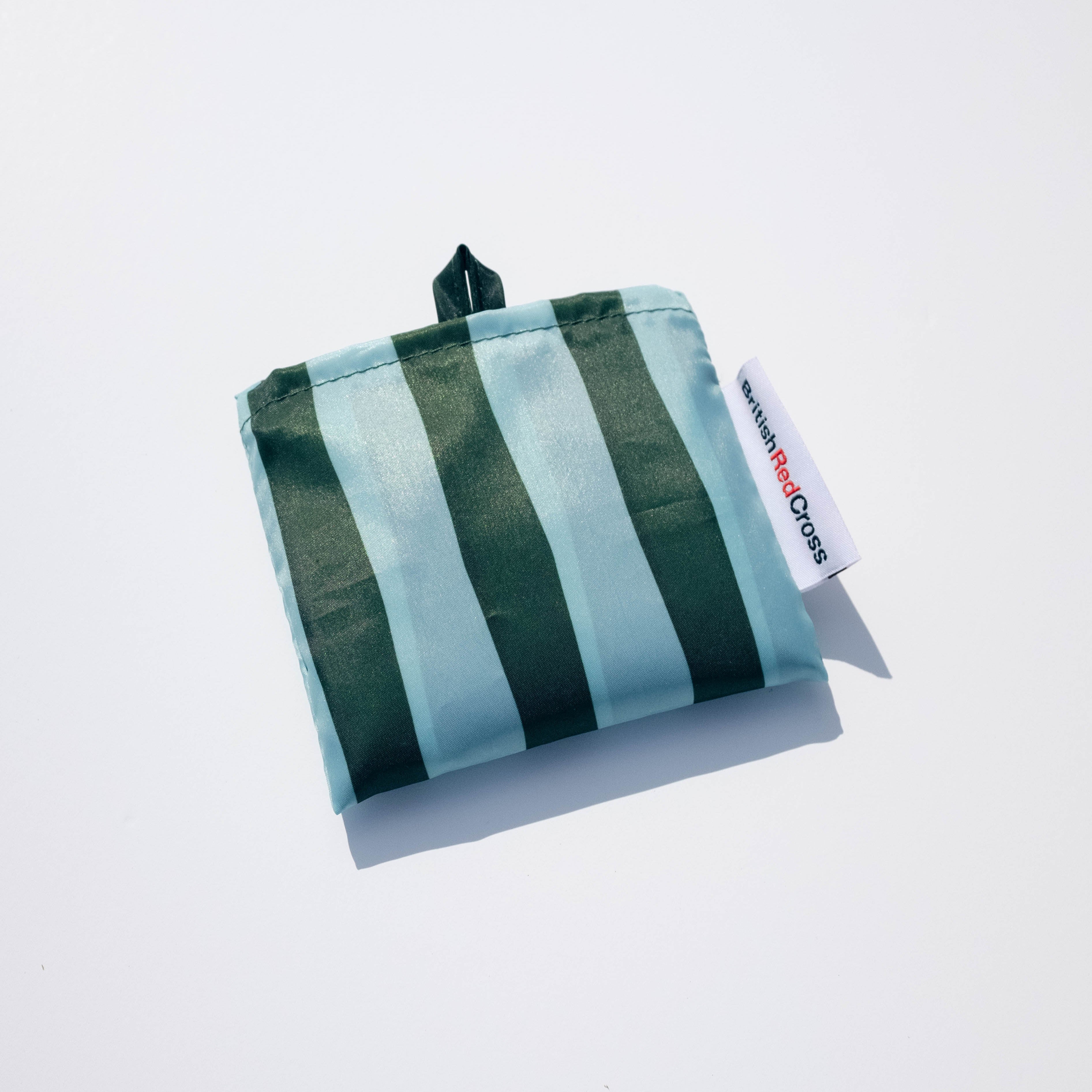 Blue/Green striped packable bag