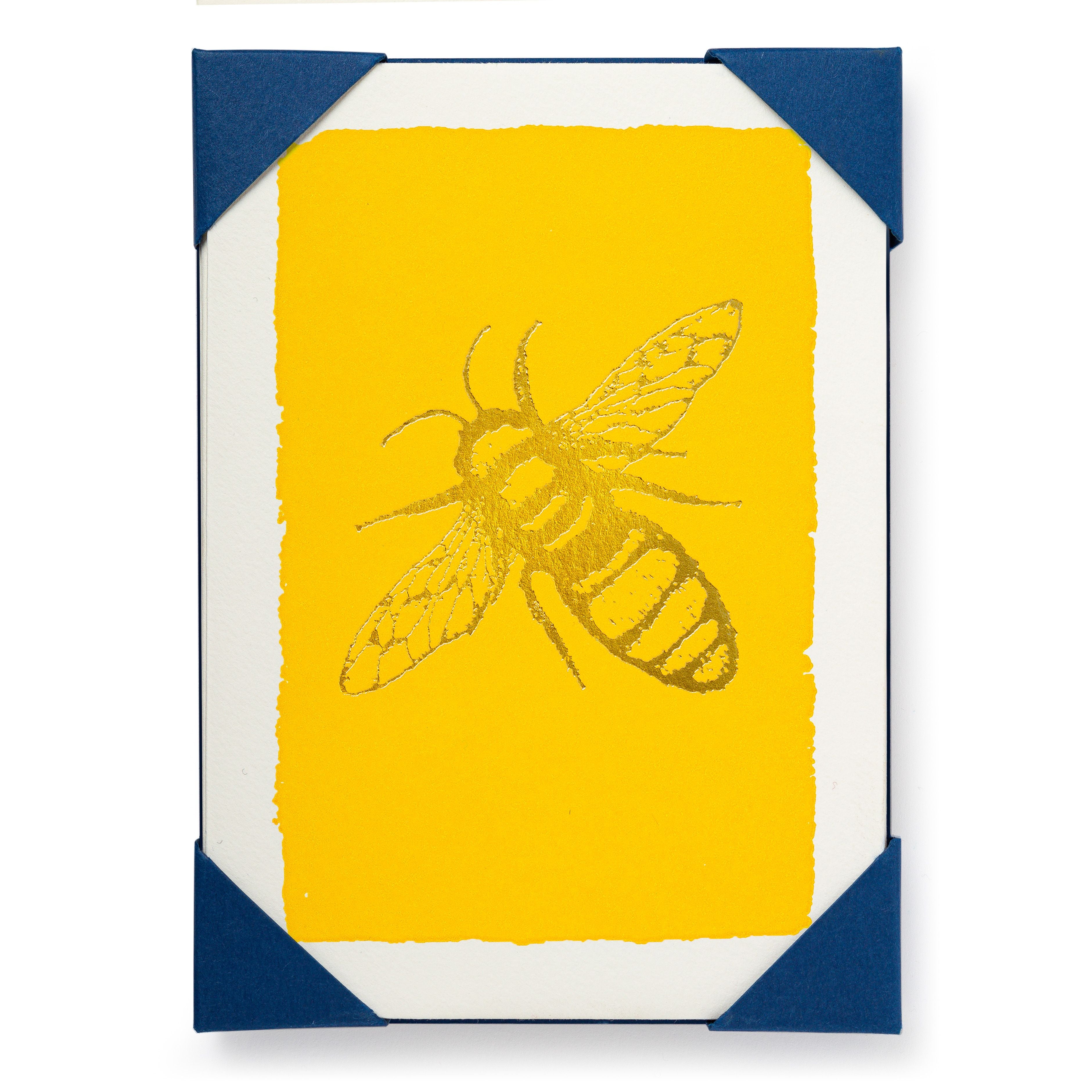 Gold Bee- 5 pack Letterpress Greeting Cards- Archivist