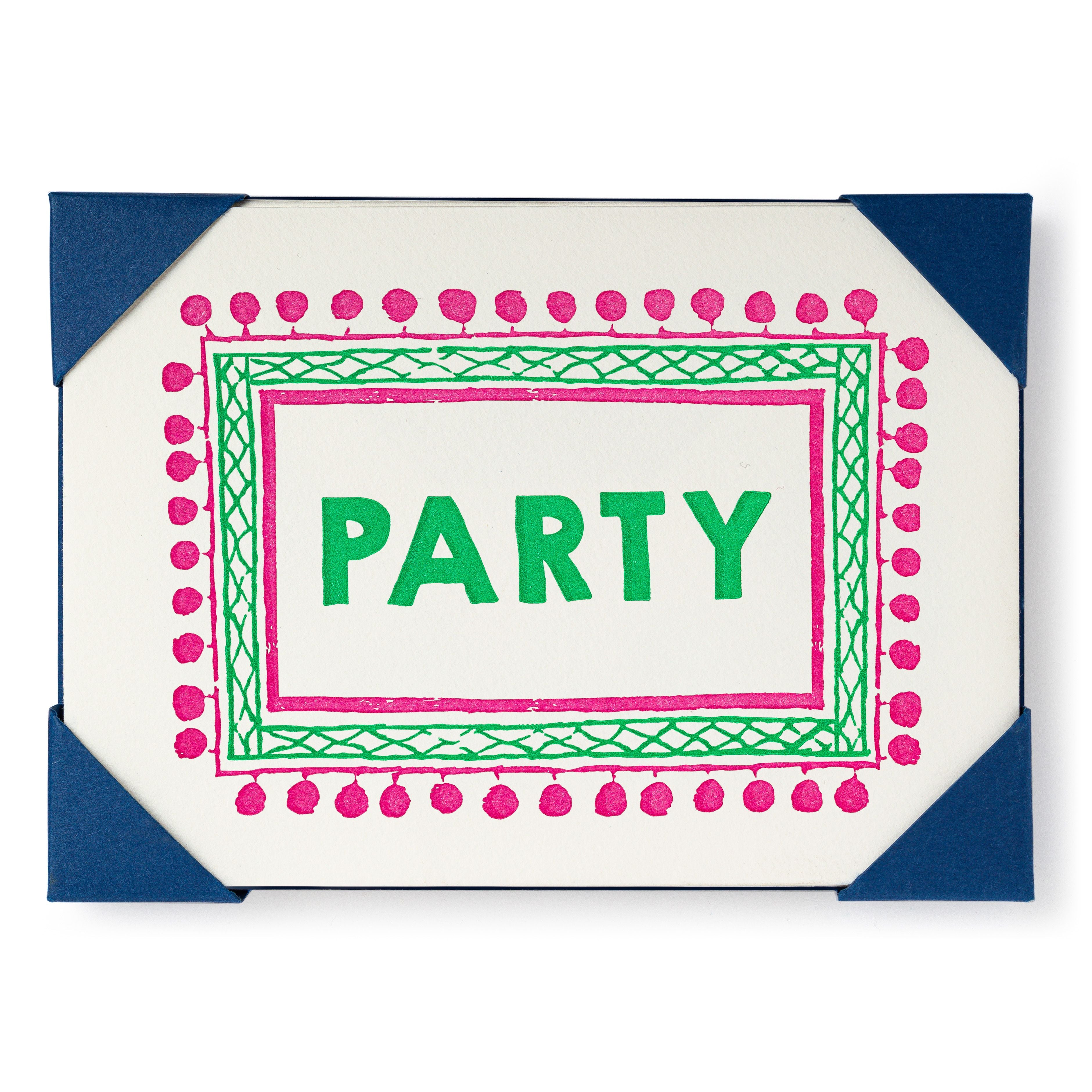 Party- 5 pack Letterpress Greeting Cards- Archivist