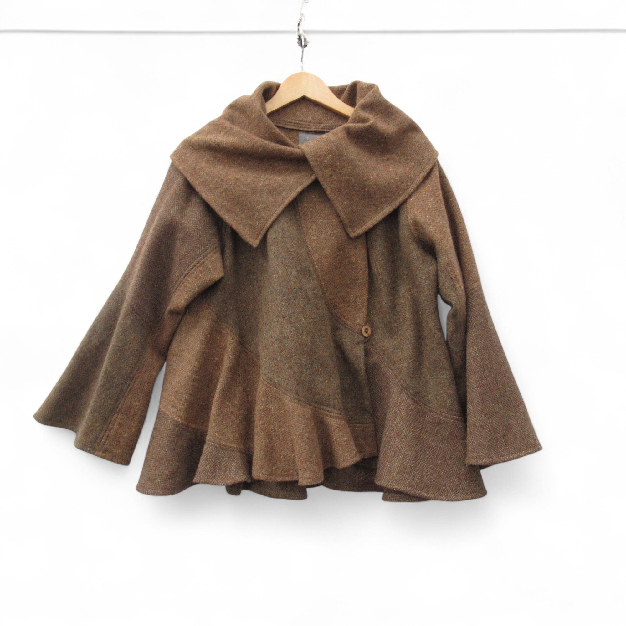 front image for Terry Macey Wool Coat Small Brown Womenswear | Pre-loved