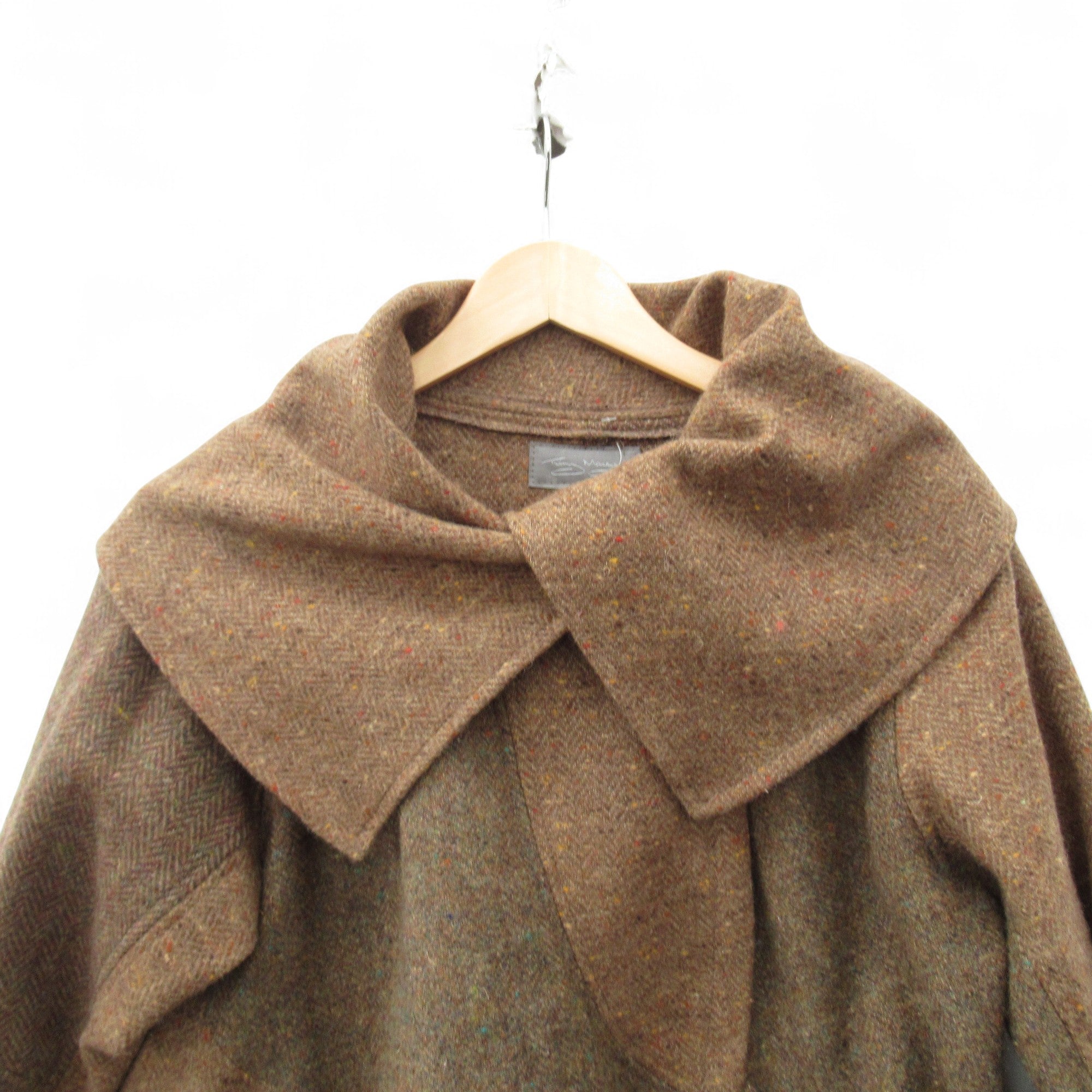 collar image for Terry Macey Wool Coat Small Brown Womenswear | Pre-loved