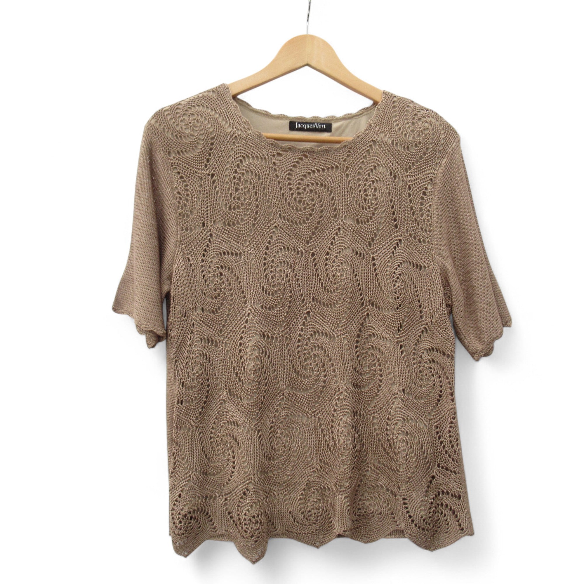 front image for Jacques Vert Crochet Top Gold Large Womenswear | Pre-loved