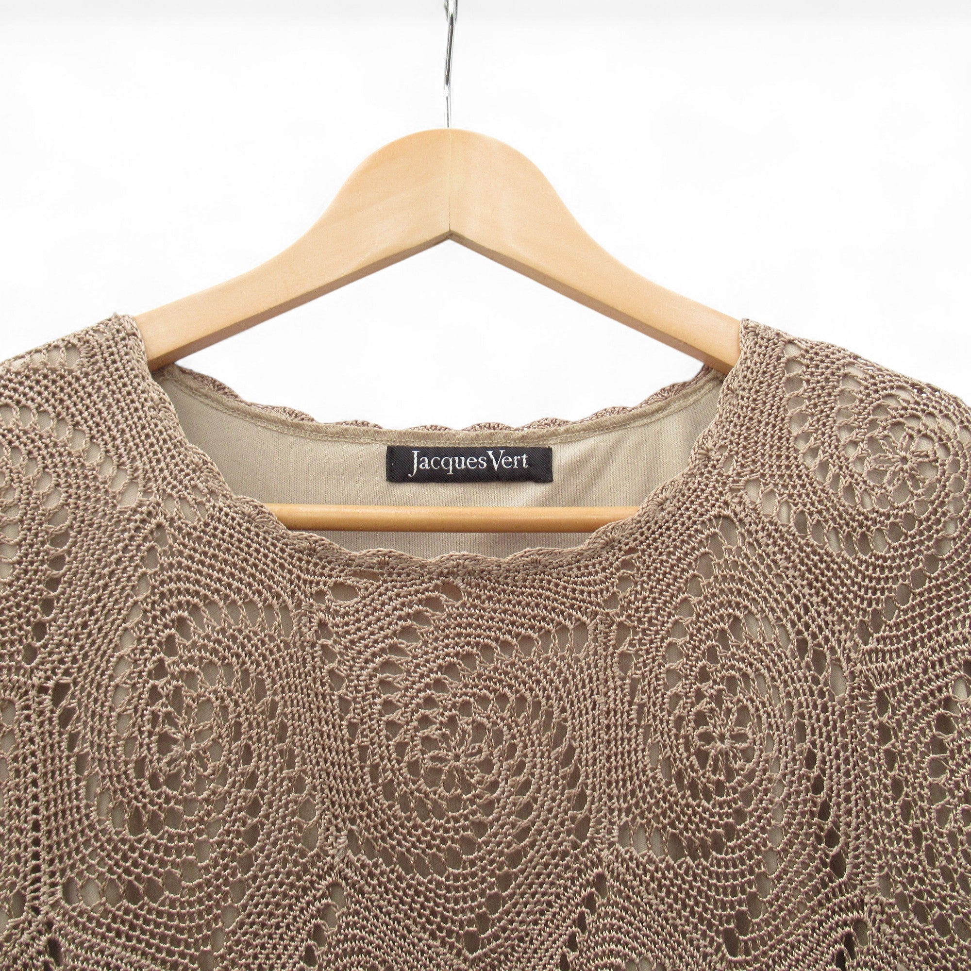 neckline image for Jacques Vert Crochet Top Gold Large Womenswear | Pre-loved