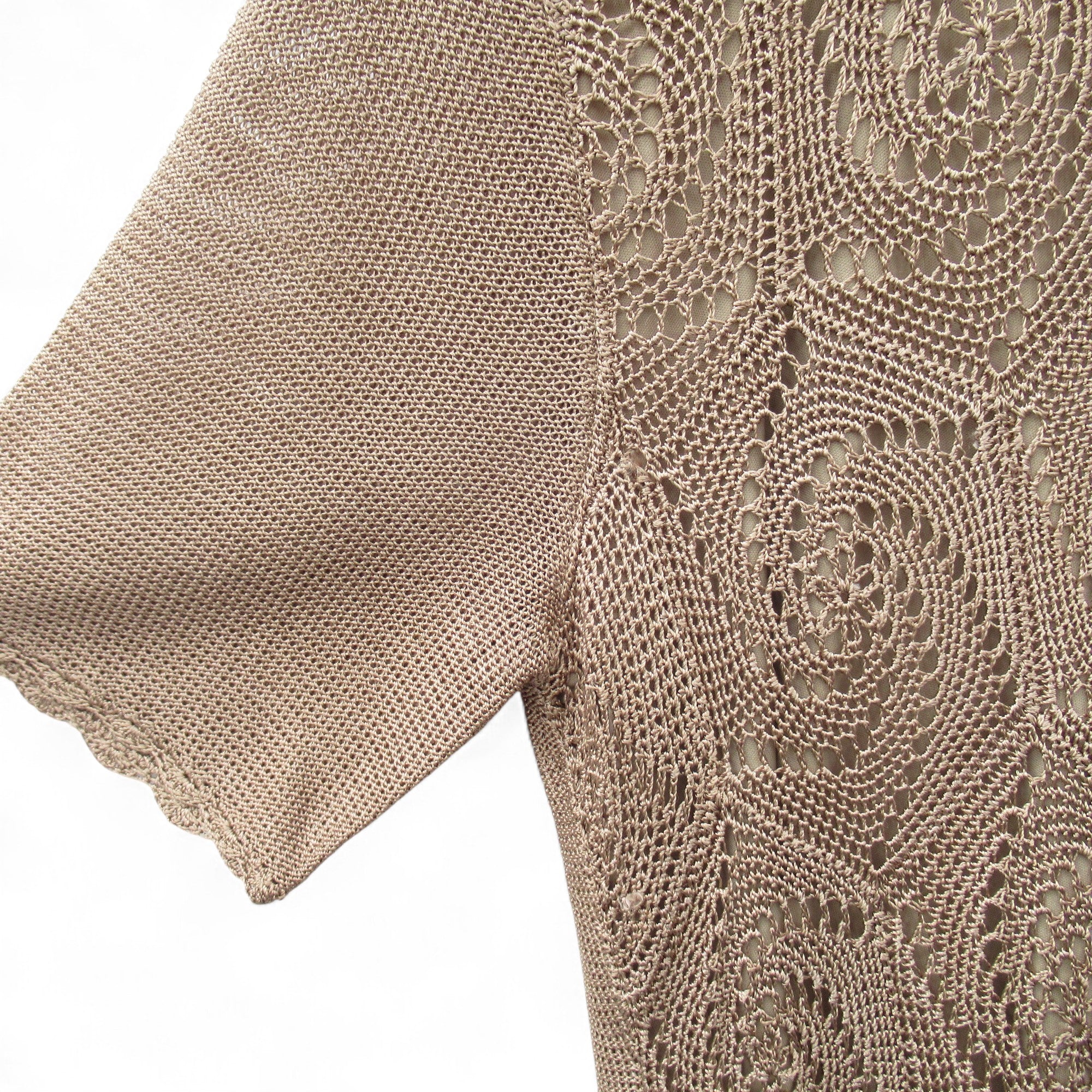sleeve image for Jacques Vert Crochet Top Gold Large Womenswear | Pre-loved
