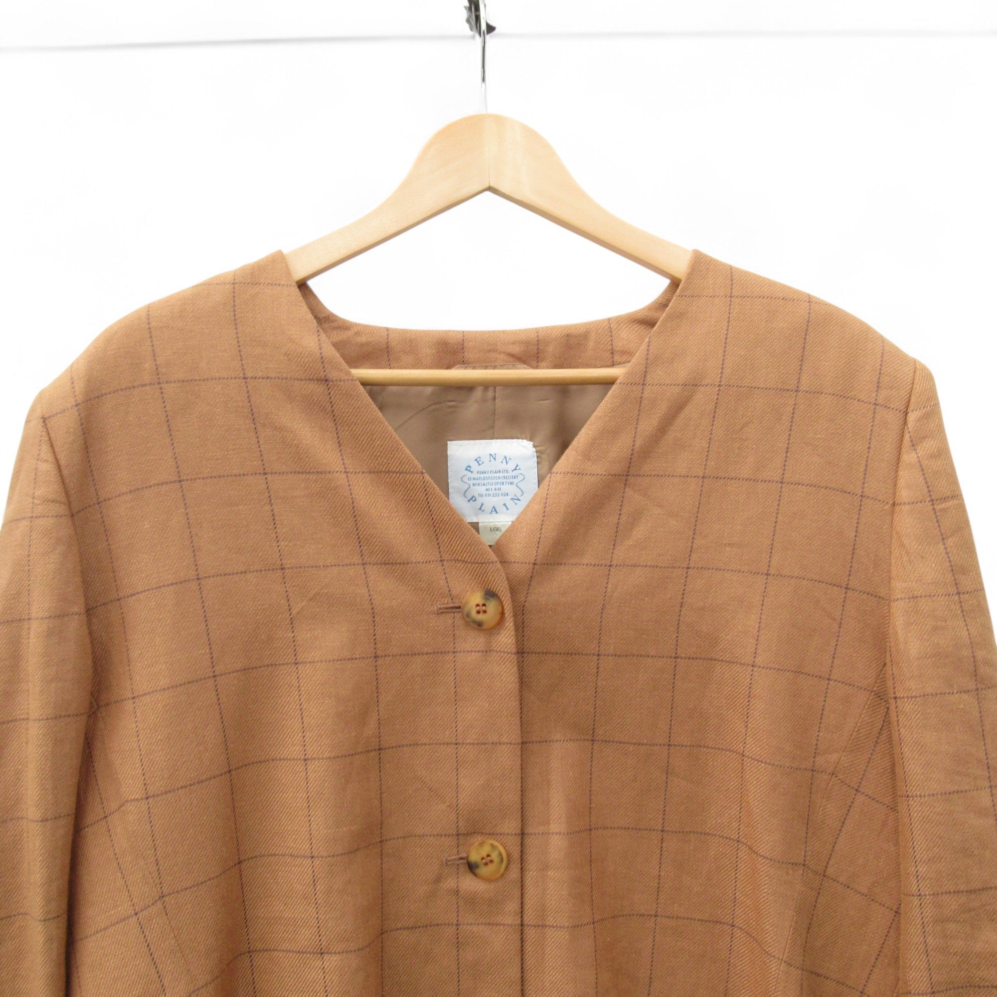top image for Penny Plain Vintage Blazer Linen Large Brown Womenswear | Pre-loved