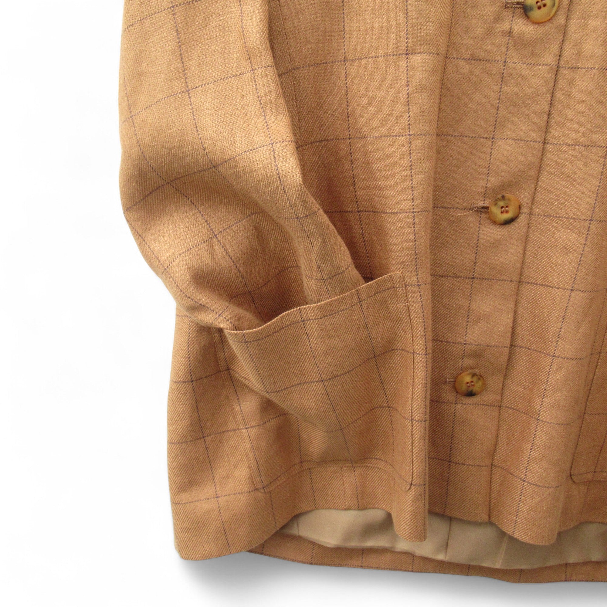 pocket image for Penny Plain Vintage Blazer Linen Large Brown Womenswear | Pre-loved