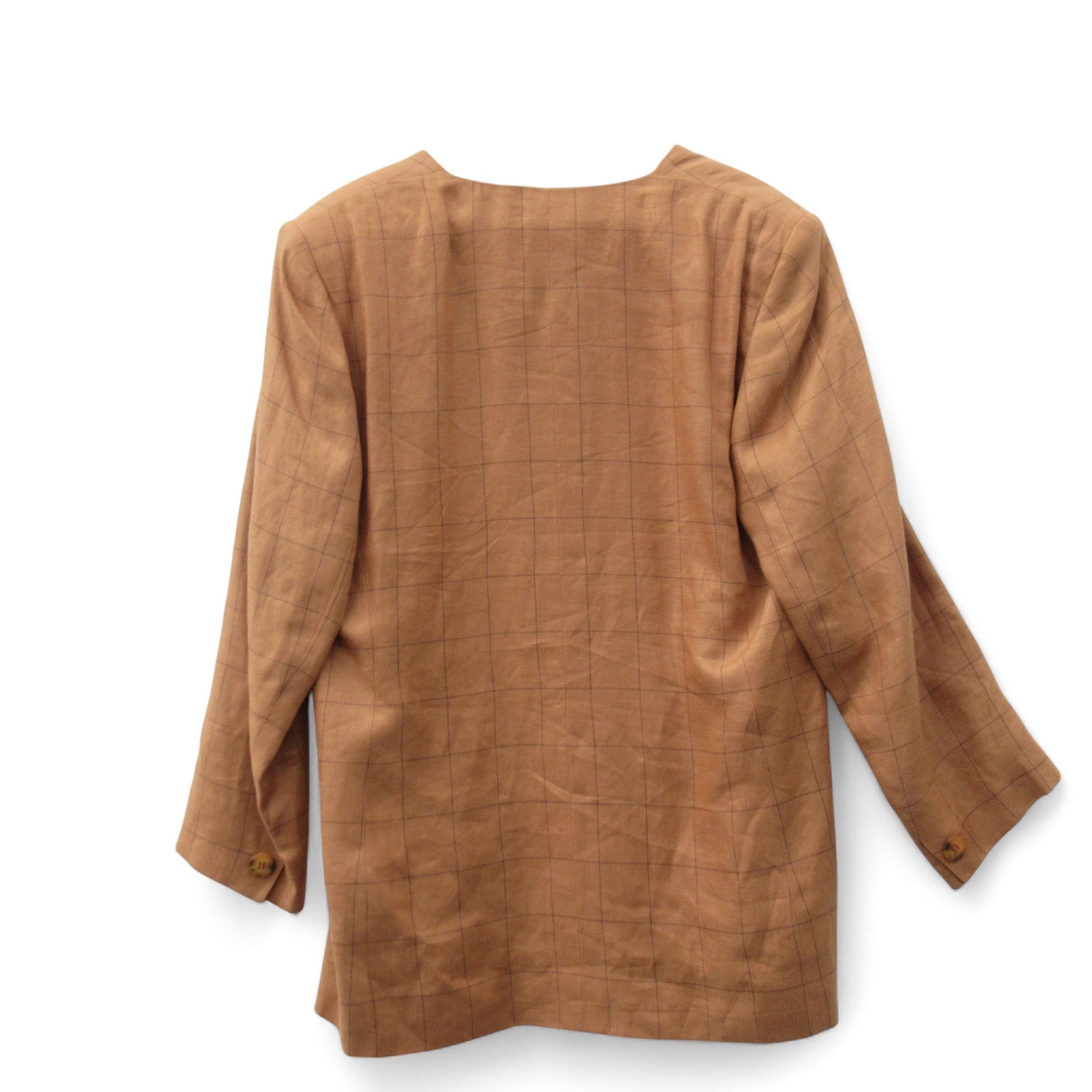 back image for Penny Plain Vintage Blazer Linen Large Brown Womenswear | Pre-loved
