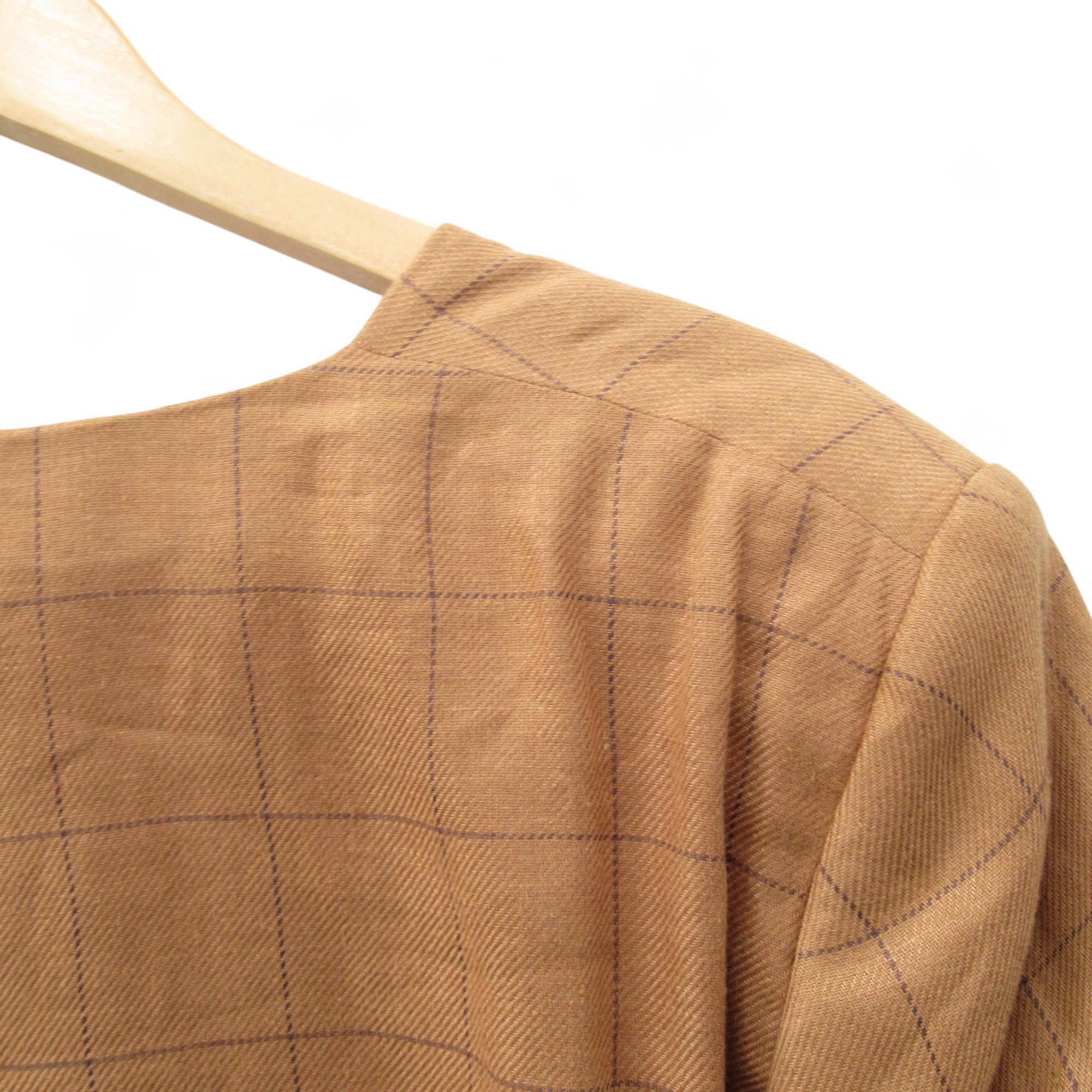 shoulder image for Penny Plain Vintage Blazer Linen Large Brown Womenswear | Pre-loved