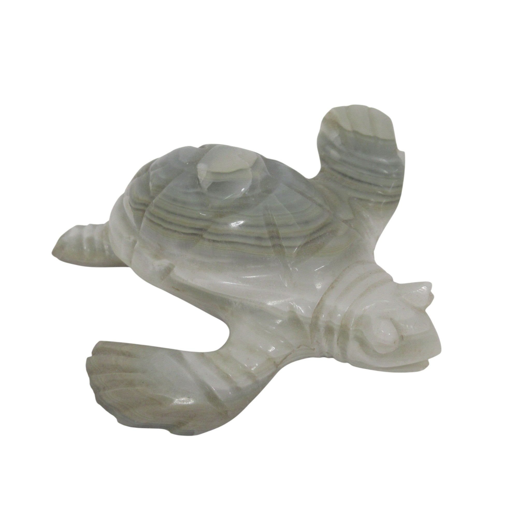 Front view image of Polished Carved Stone Turtle Figure 10cm Unbranded