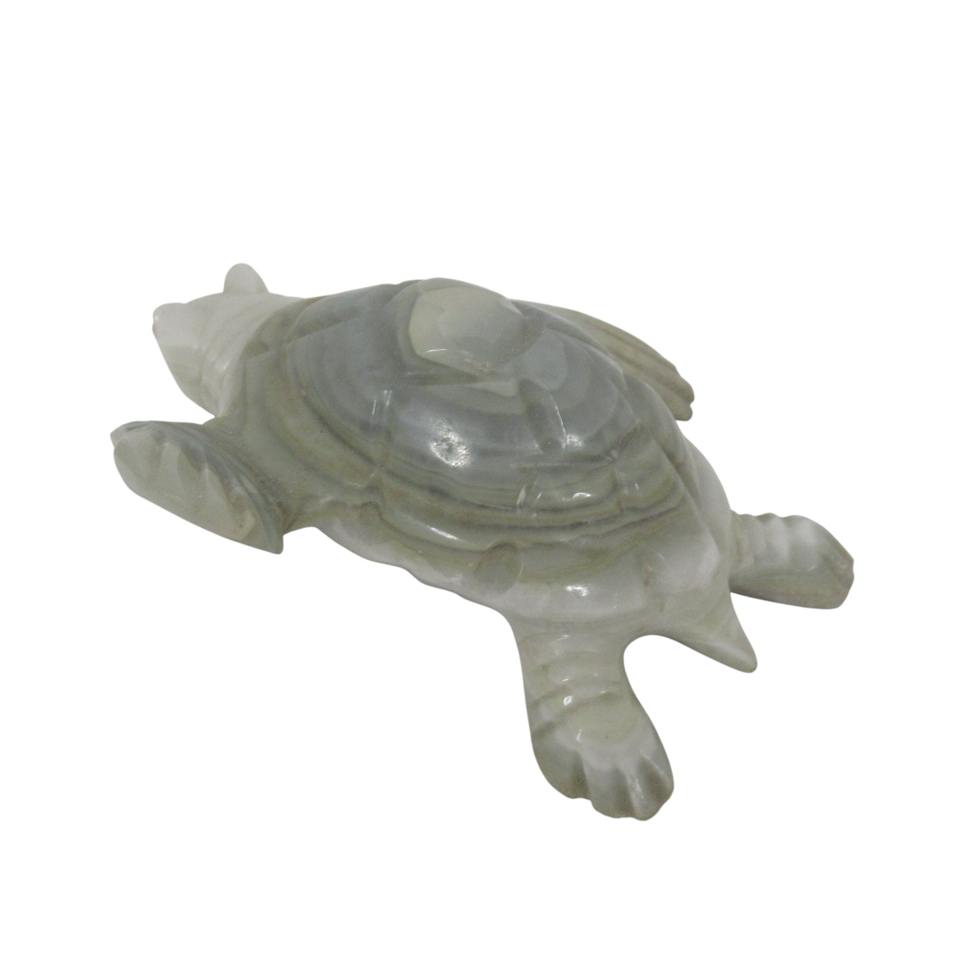 Rear image of Polished Carved Stone Turtle Figure 10cm Unbranded