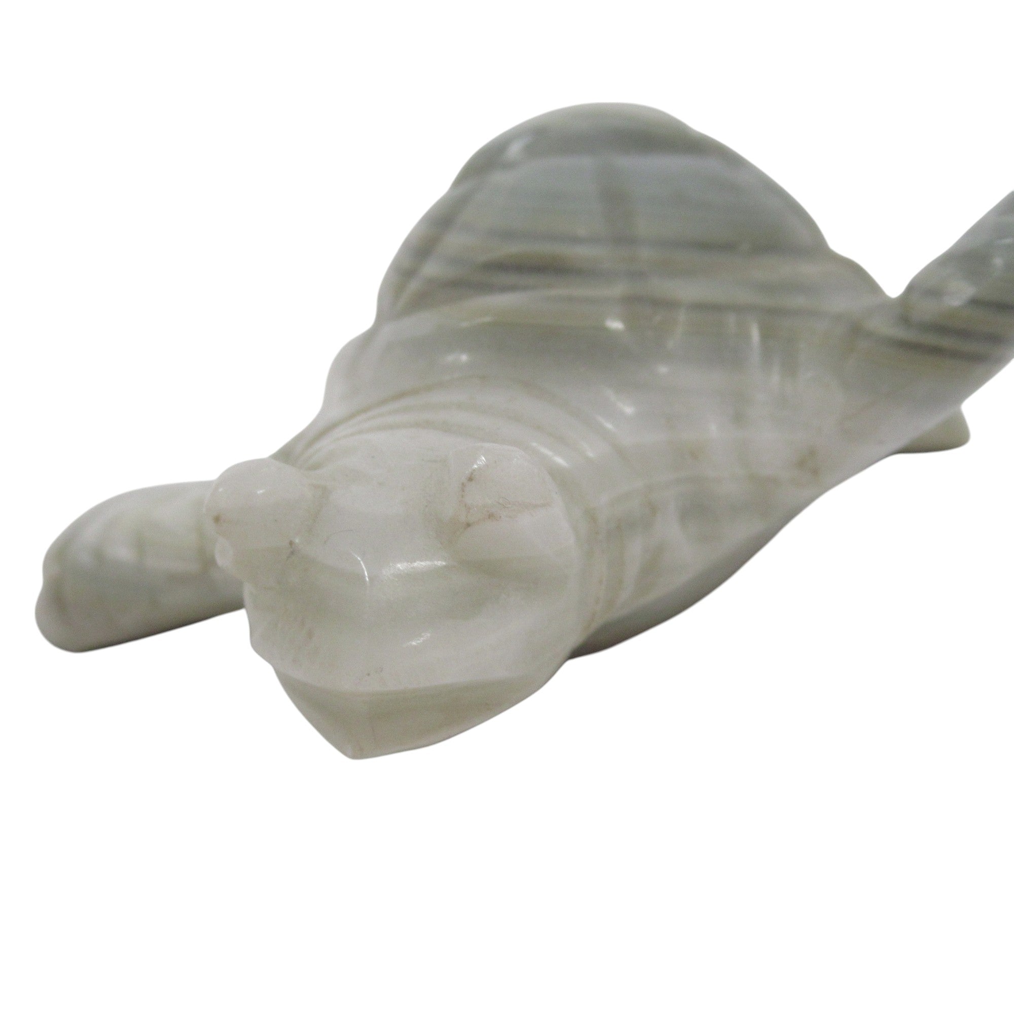 Front image of Polished Carved Stone Turtle Figure 10cm Unbranded