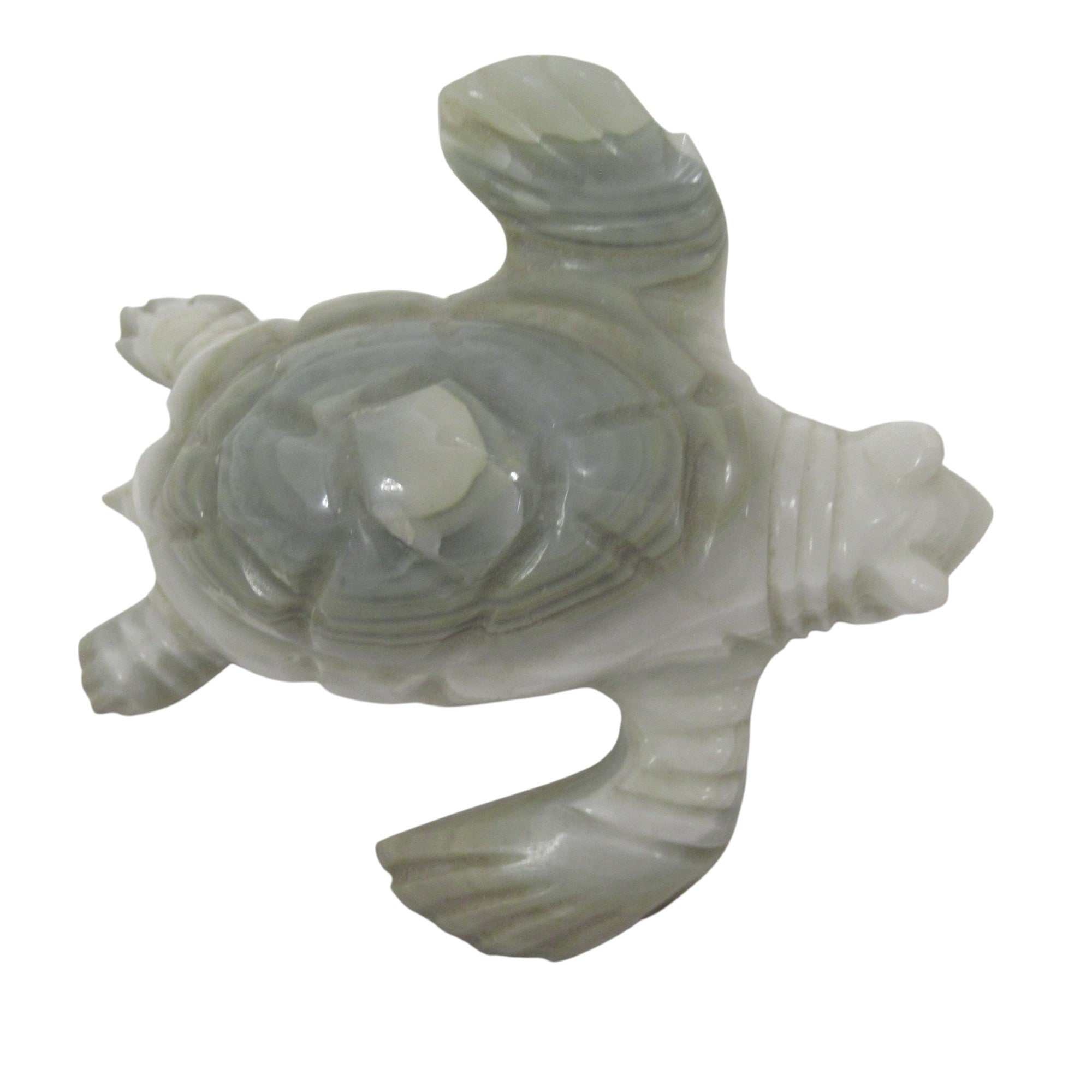 Top side image of Polished Carved Stone Turtle Figure 10cm Unbranded