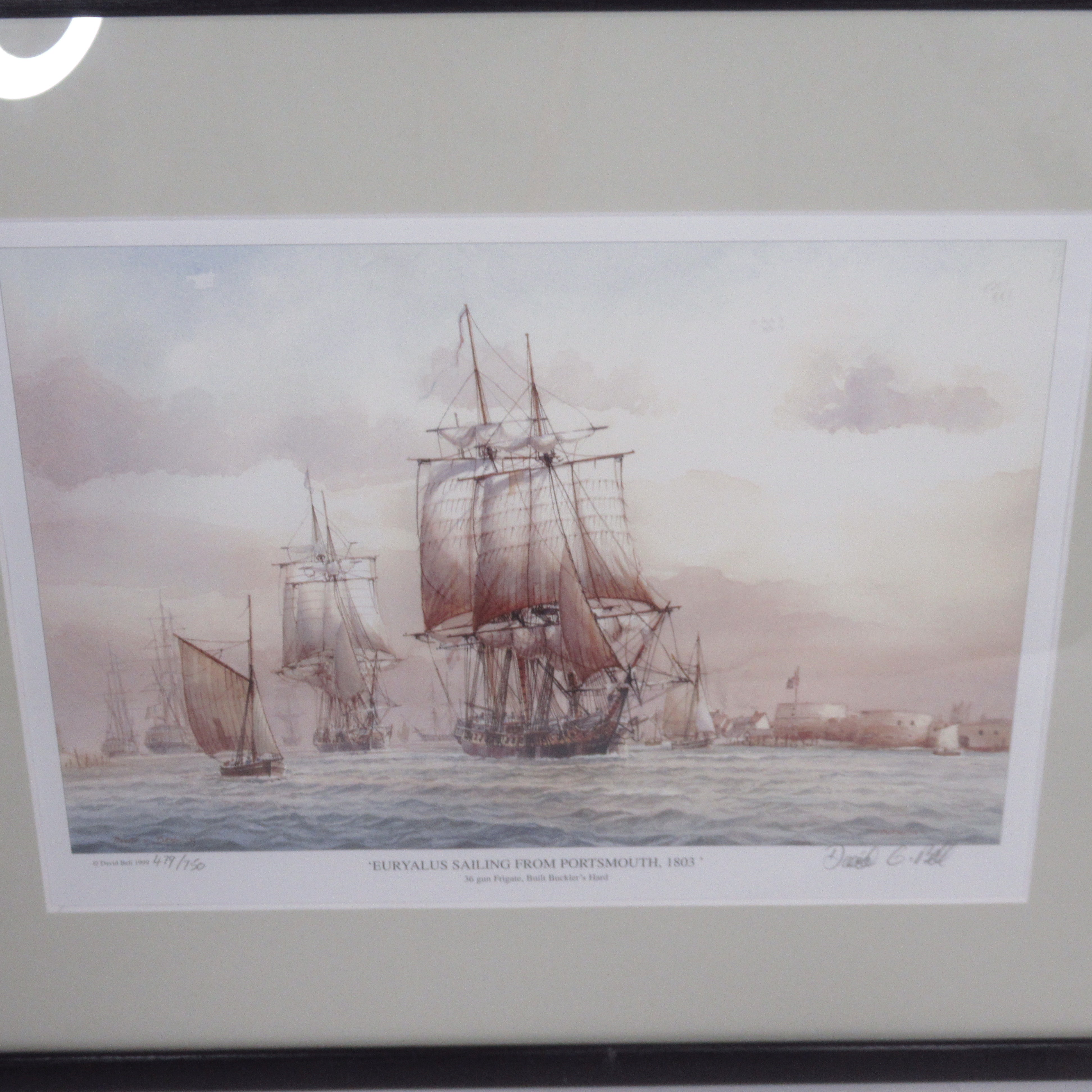 Print image of David Bell Euryalus Sailing from Portsmouth 1803 479/750