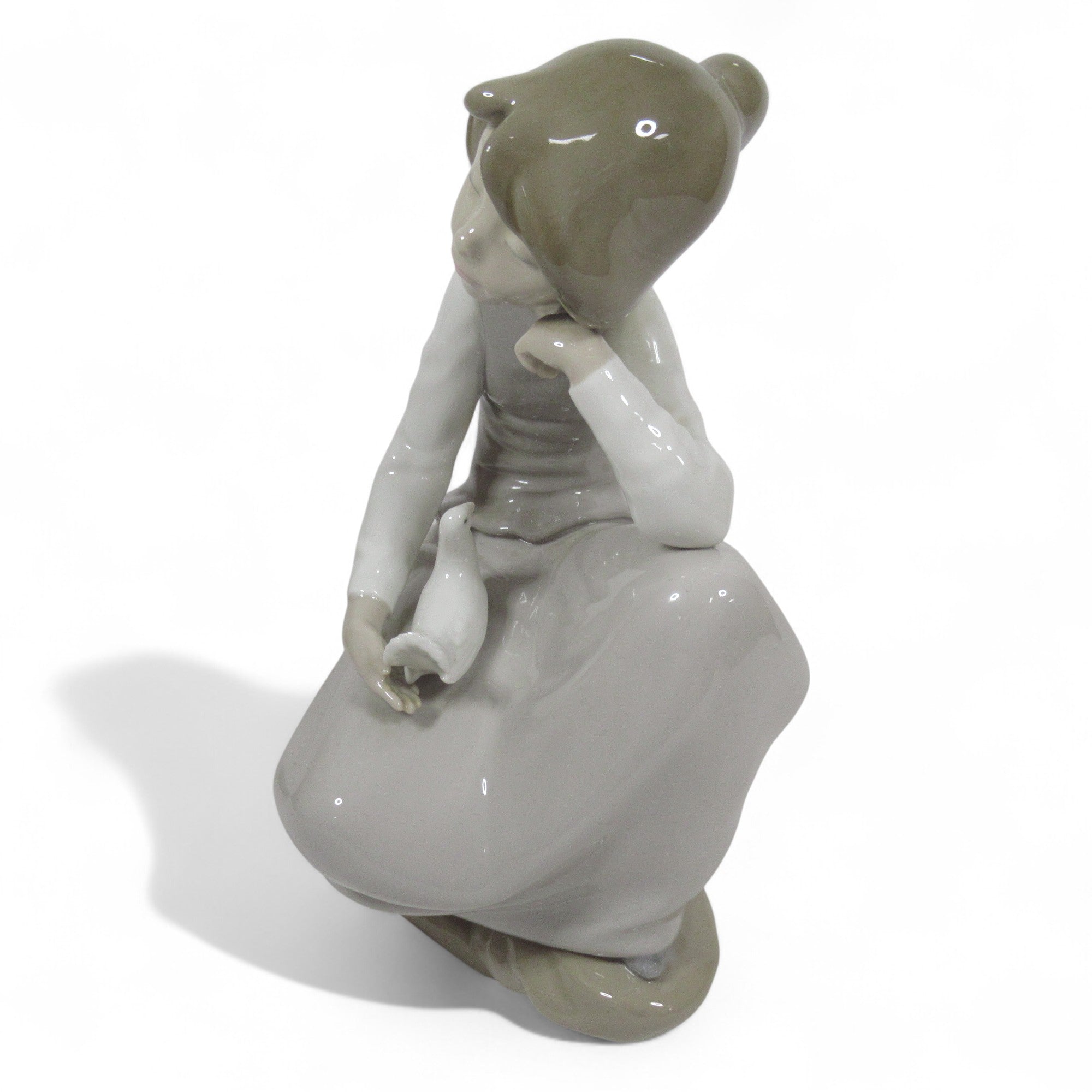 Side image 2 of Nao by Lladro Girl With Dove Figurine 9" Porcelain 1981 