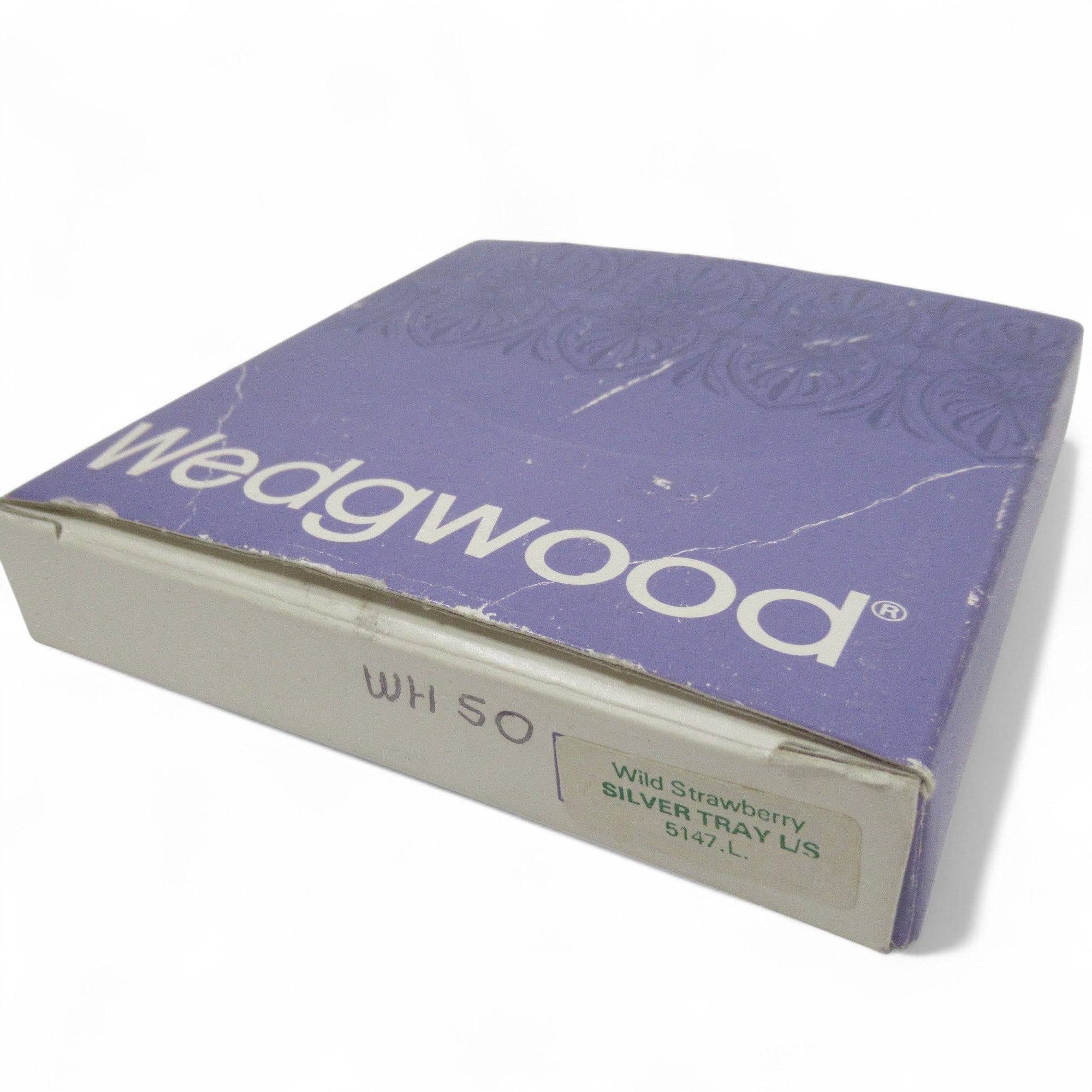 Box image of Wedgwood Wild Strawberry Silver Tray Trinket Dish Bone China