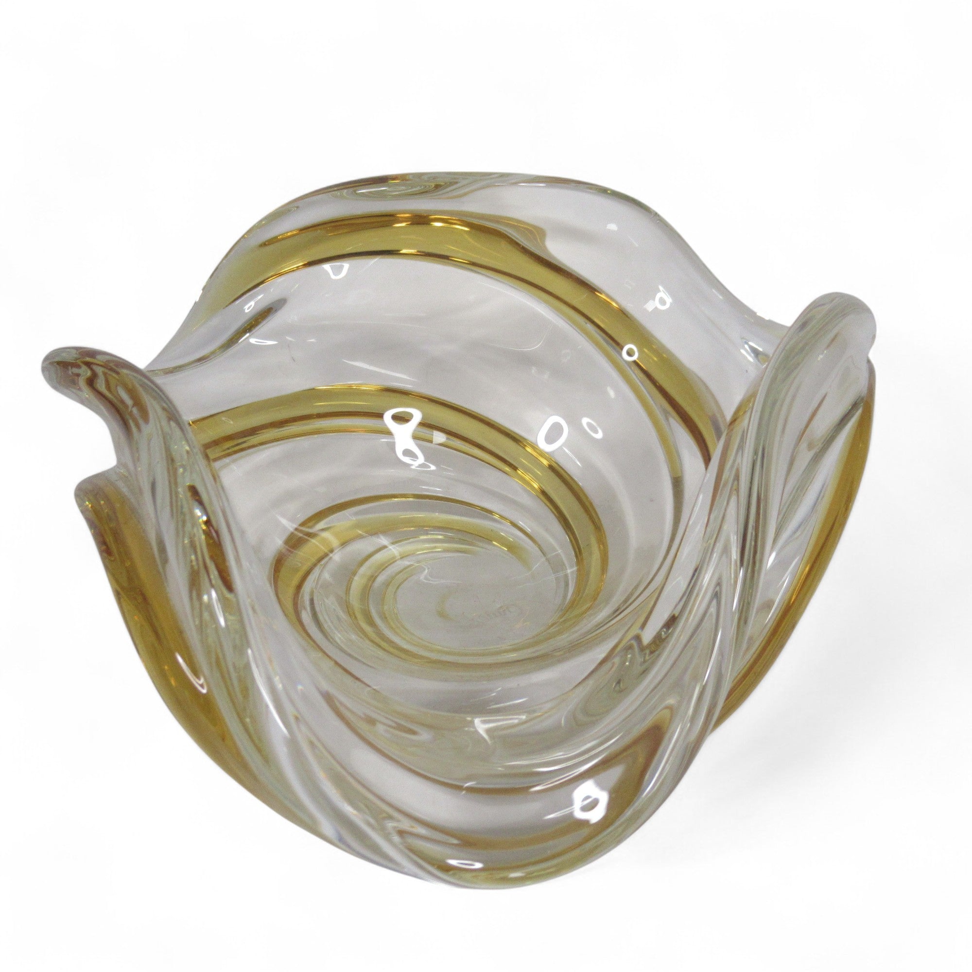Side image 1 of Chalet Canada Art Glass Swirl Bowl Clear/Orange Decorative