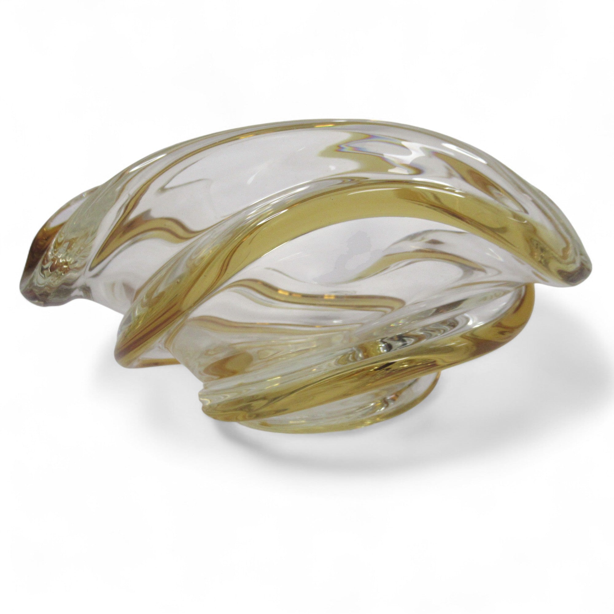 Side image 2 of Chalet Canada Art Glass Swirl Bowl Clear/Orange Decorative