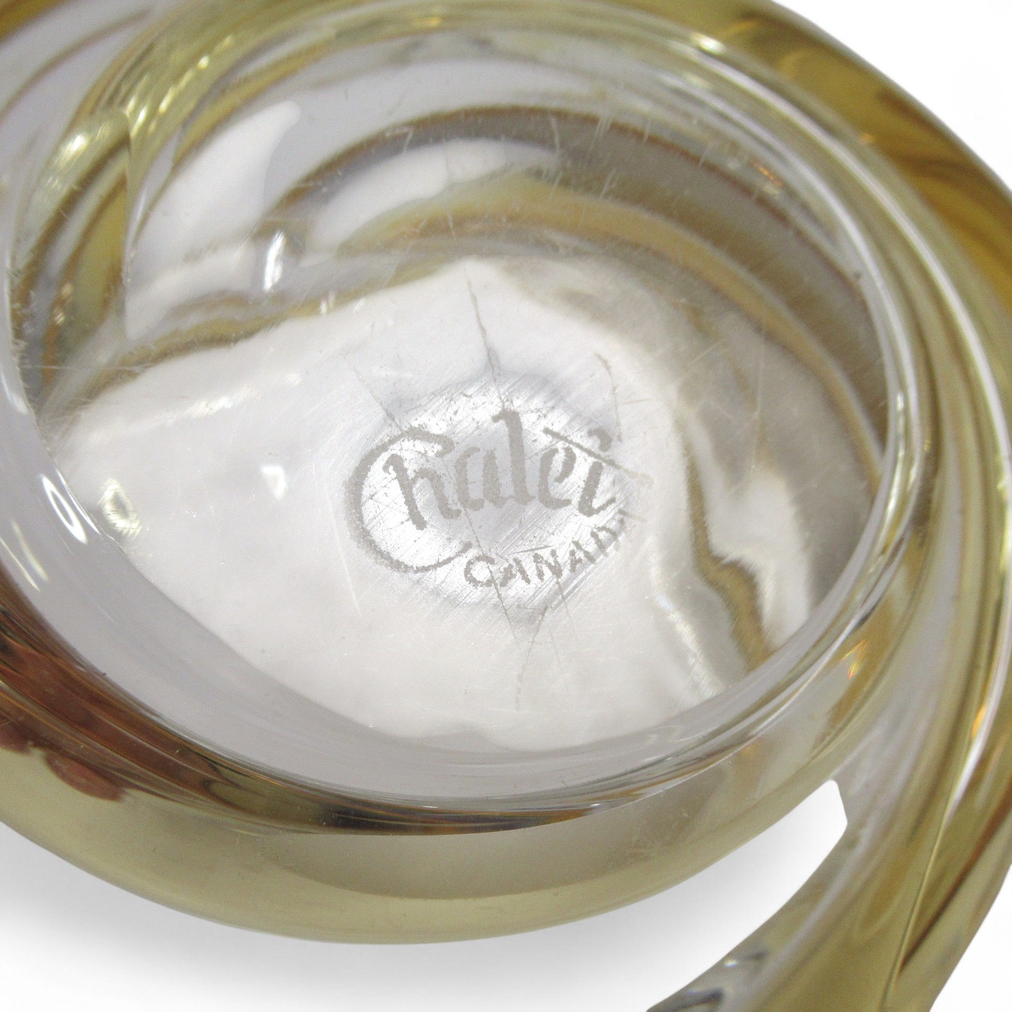 Close up image of Chalet Canada Art Glass Swirl Bowl Clear/Orange Decorative