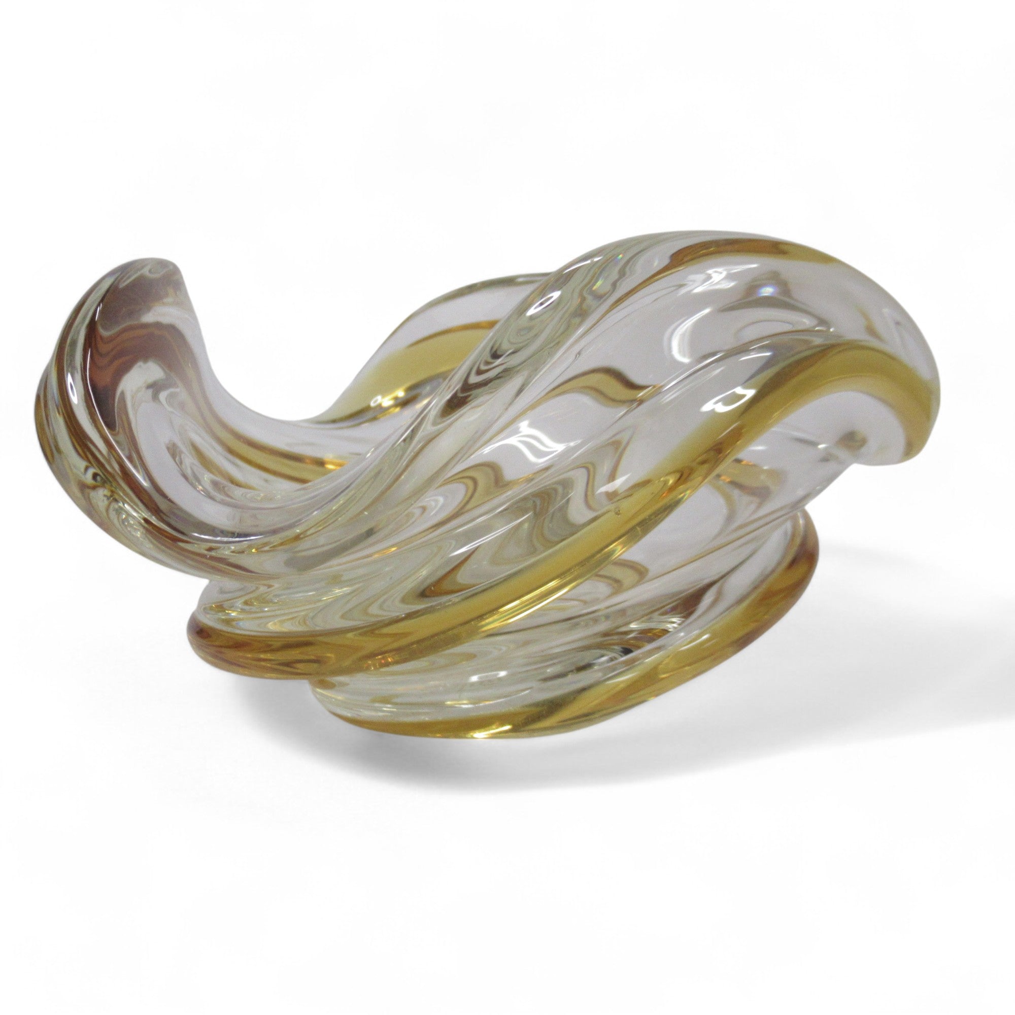 Side image 3 of Chalet Canada Art Glass Swirl Bowl Clear/Orange Decorative