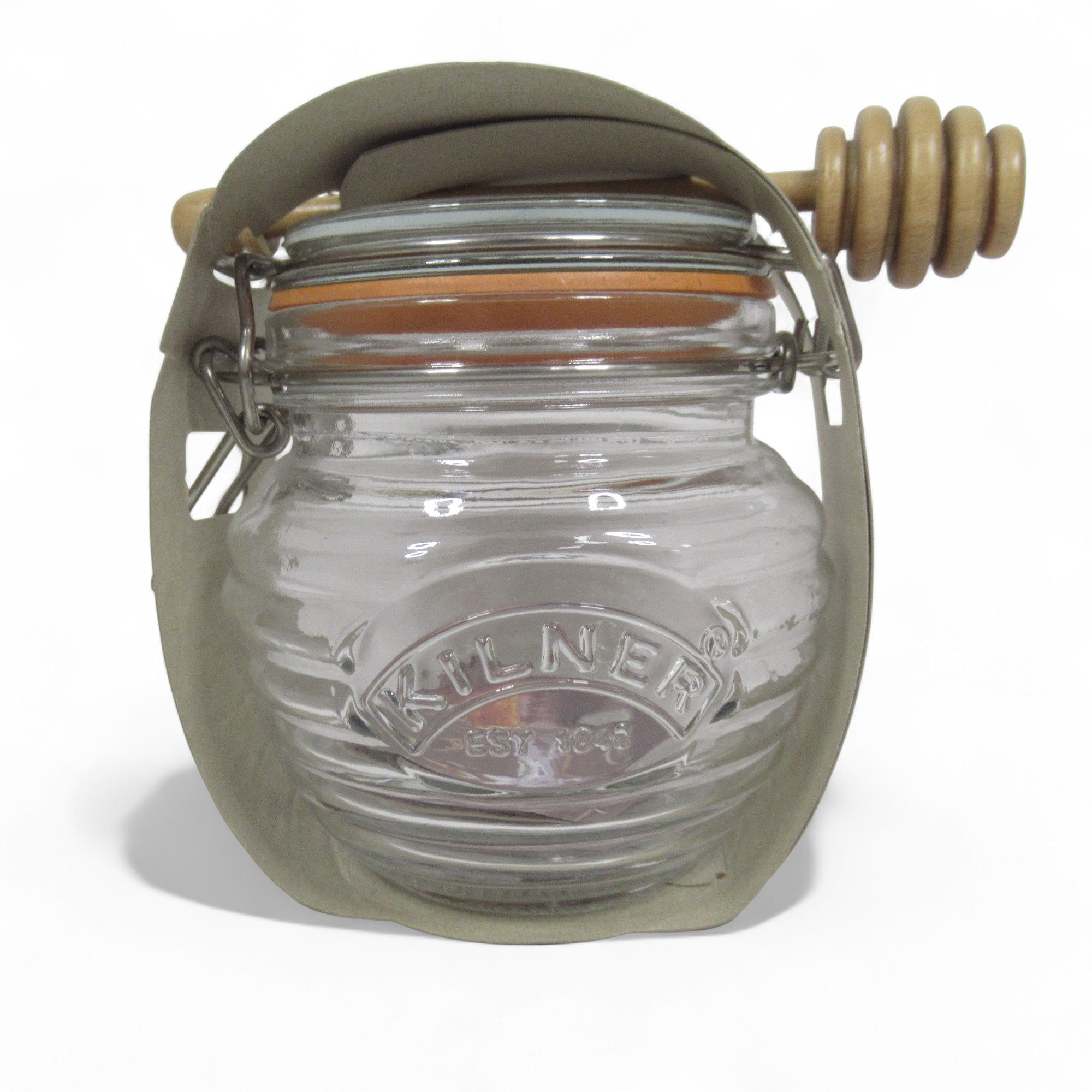 Front image of Kilner Honey Pot with Beechwood Dipper 0.4ltr Kitchenware | Pre-Loved 