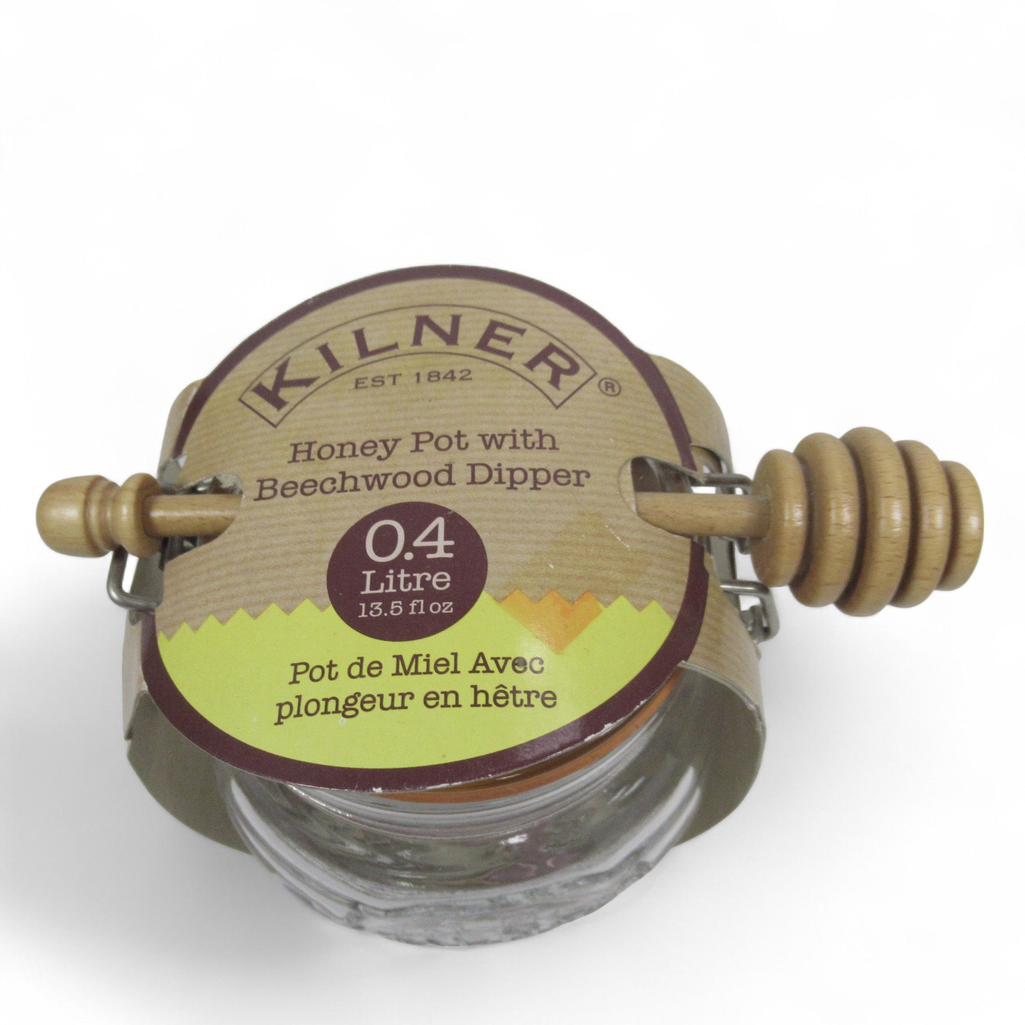 Top image of Kilner Honey Pot with Beechwood Dipper 0.4ltr Kitchenware | Pre-Loved 