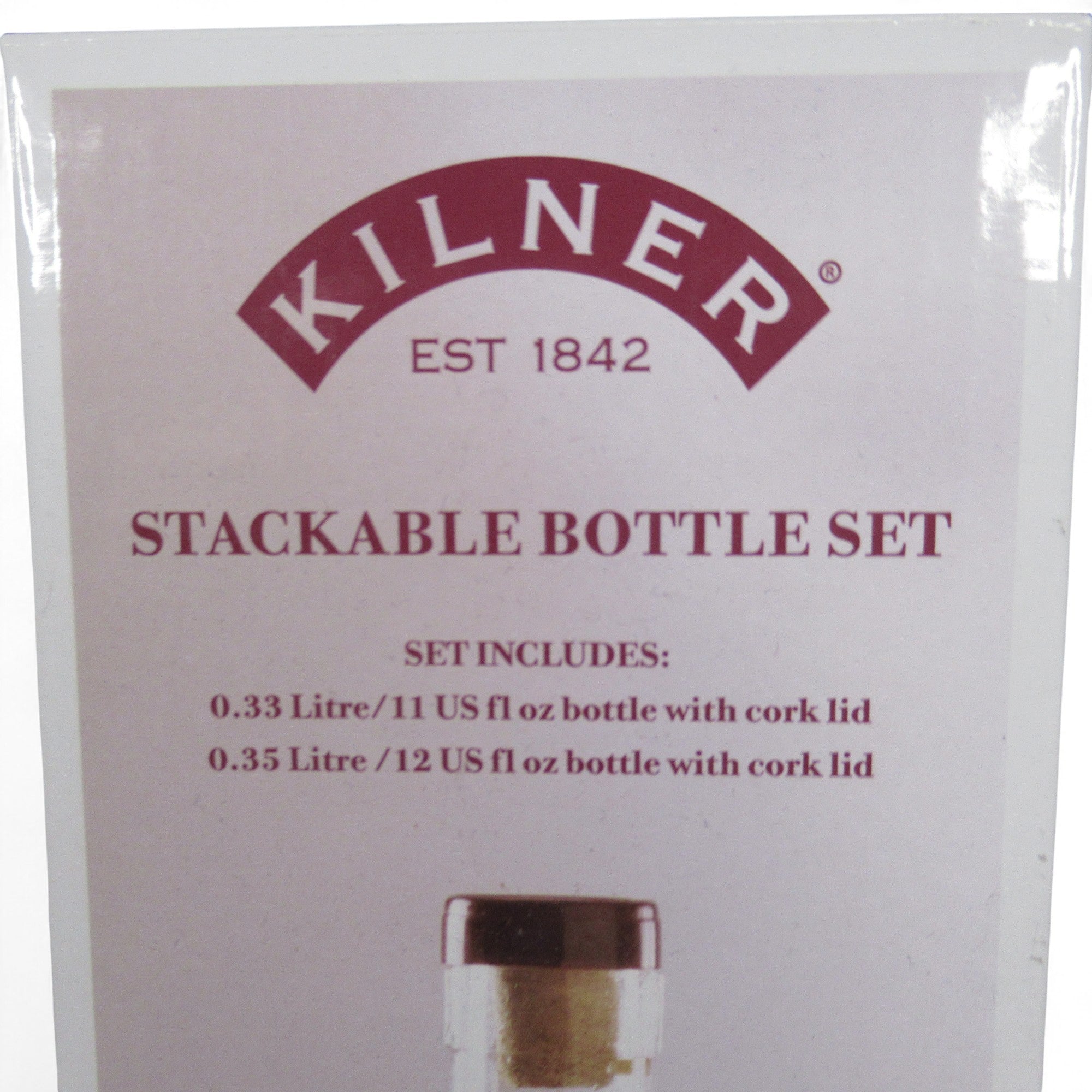 Close up of Kilner Stackable Bottle Set Clear Glass Boxed Kitchenware