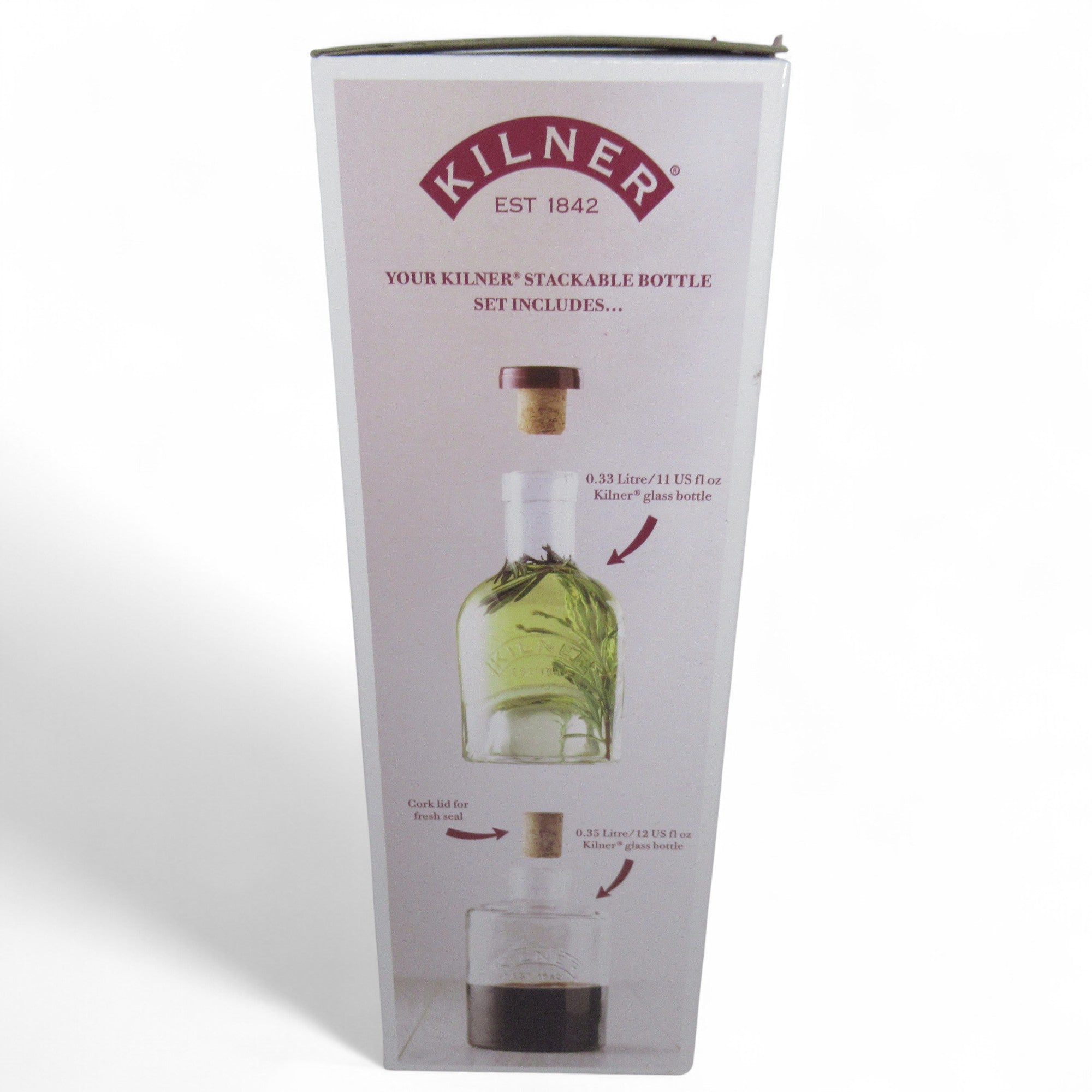Side image of Kilner Stackable Bottle Set Clear Glass Boxed Kitchenware