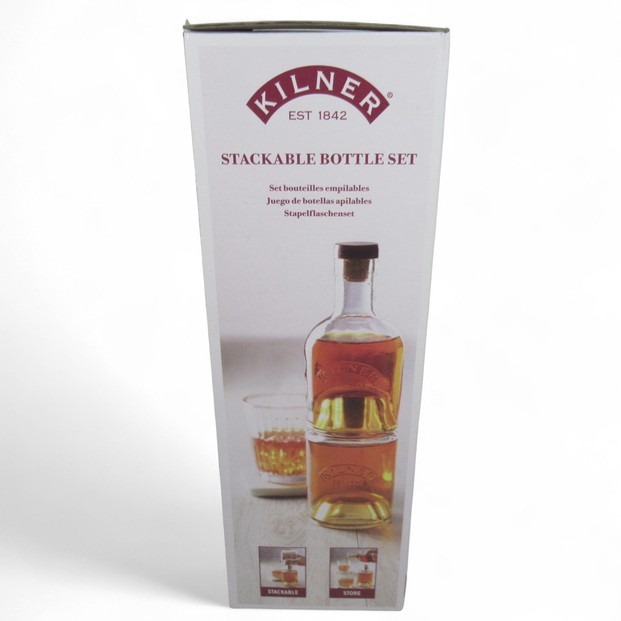 Side image 2 of Kilner Stackable Bottle Set Clear Glass Boxed Kitchenware