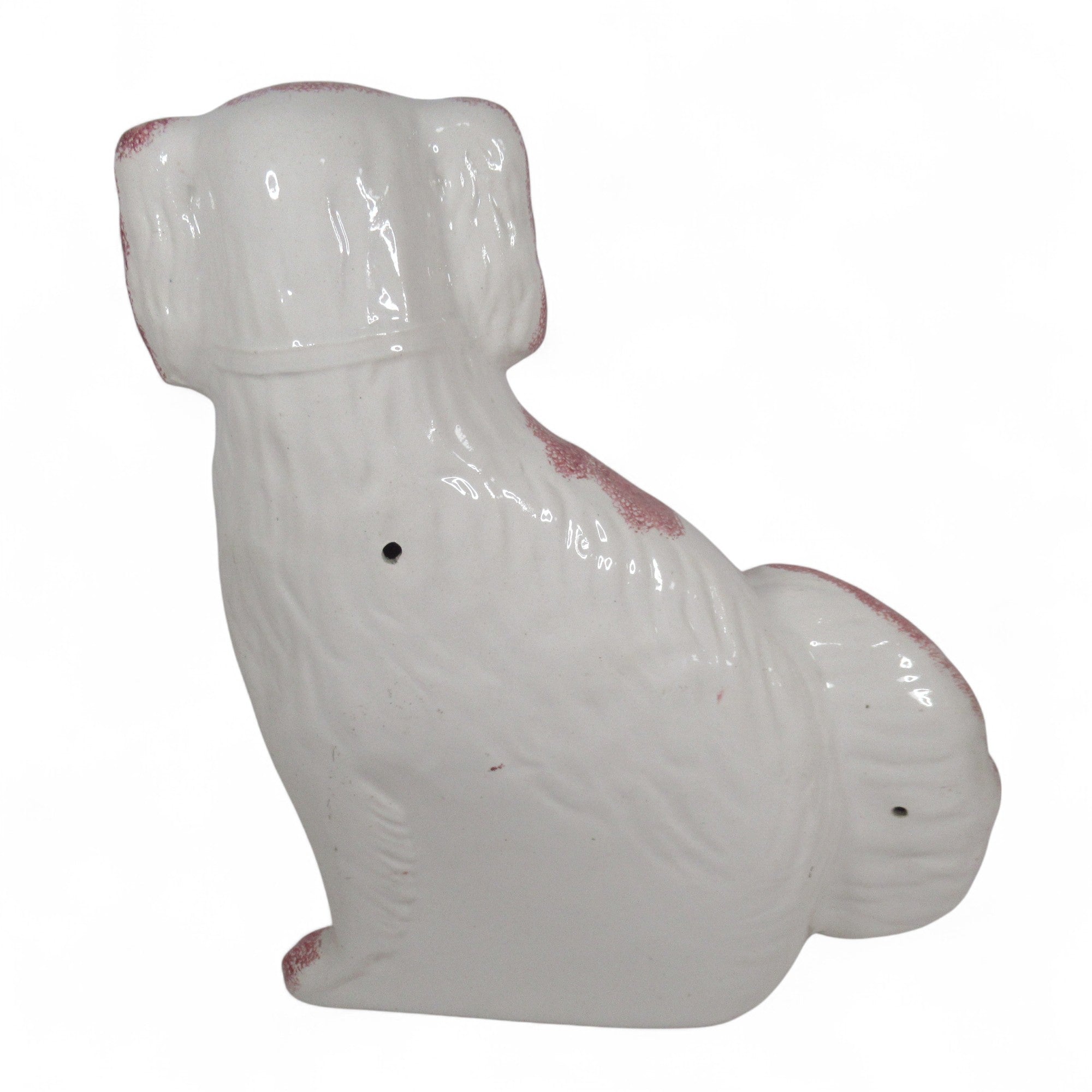 Rear image of Pair of Staffordshire Wally Dogs 32cm White/Pink Vintage