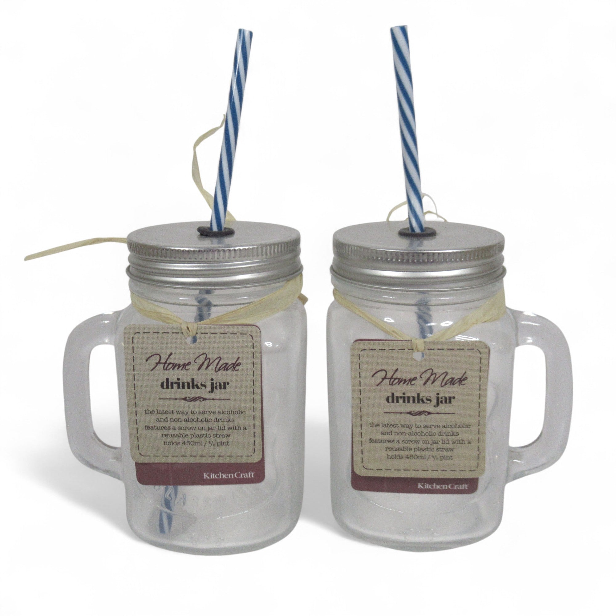 Overview image of KitchenCraft Drinks Jar w/ Straw Set 450ml Kitchenware 