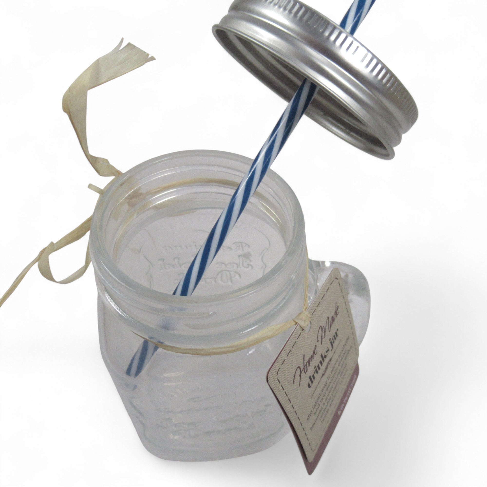 Top removed image of KitchenCraft Drinks Jar w/ Straw Set 450ml Kitchenware 