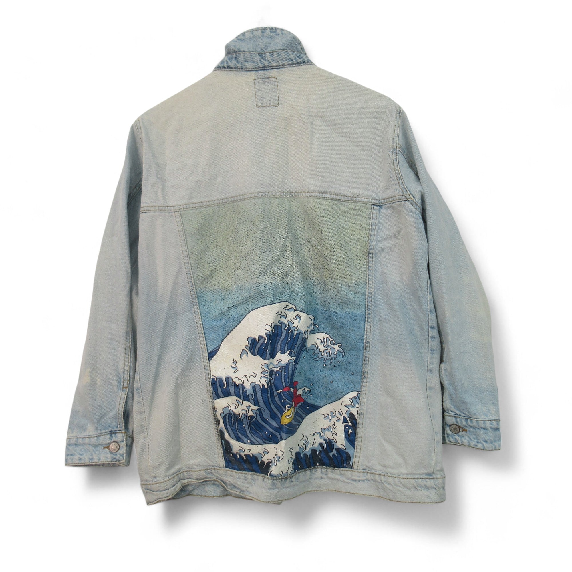 Back image for House Collection M/L Light Blue Wave Denim Jacket Womenswear | Preloved