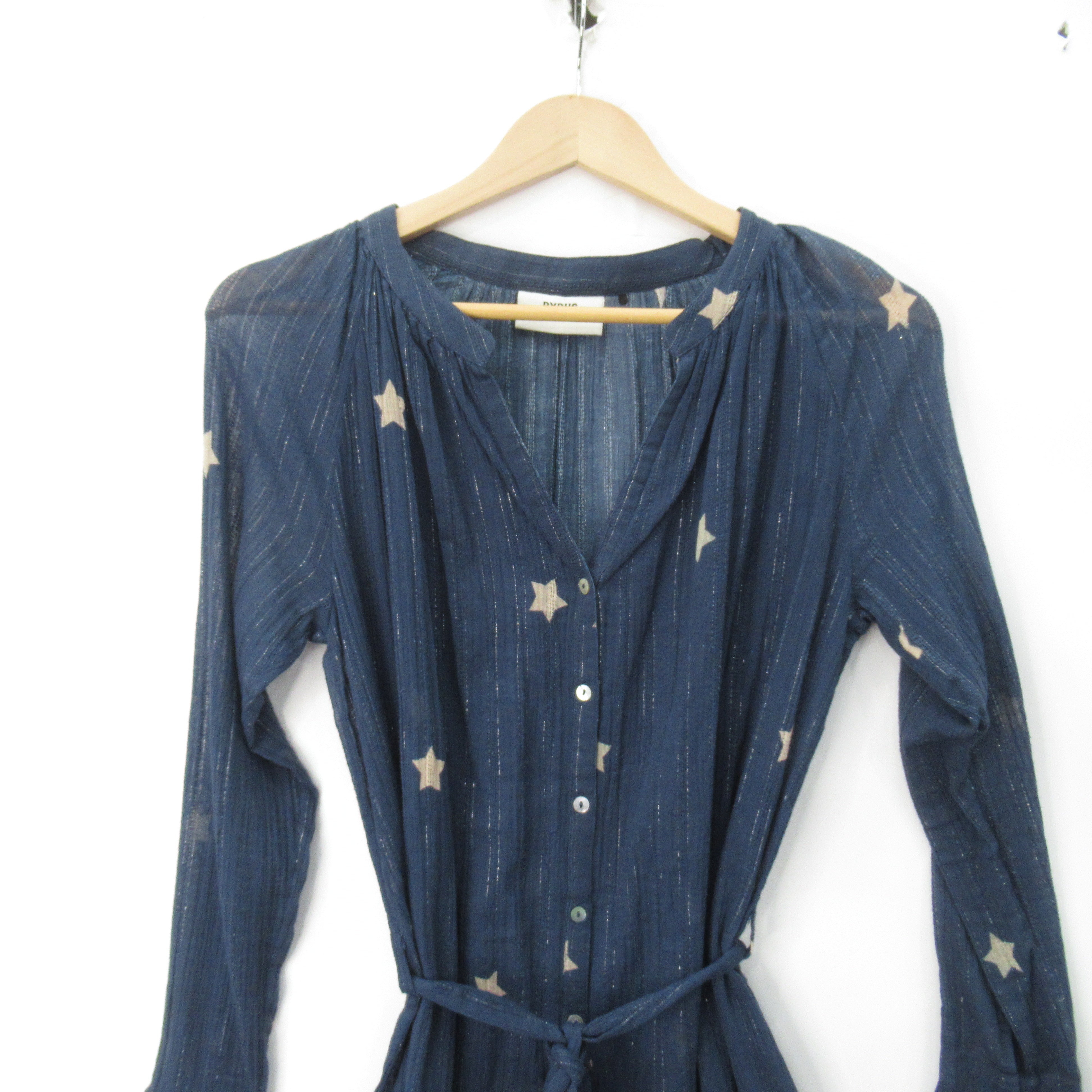 Pyrus Shirt Dress S/M Blue Star Print Womenswear | Pre-loved