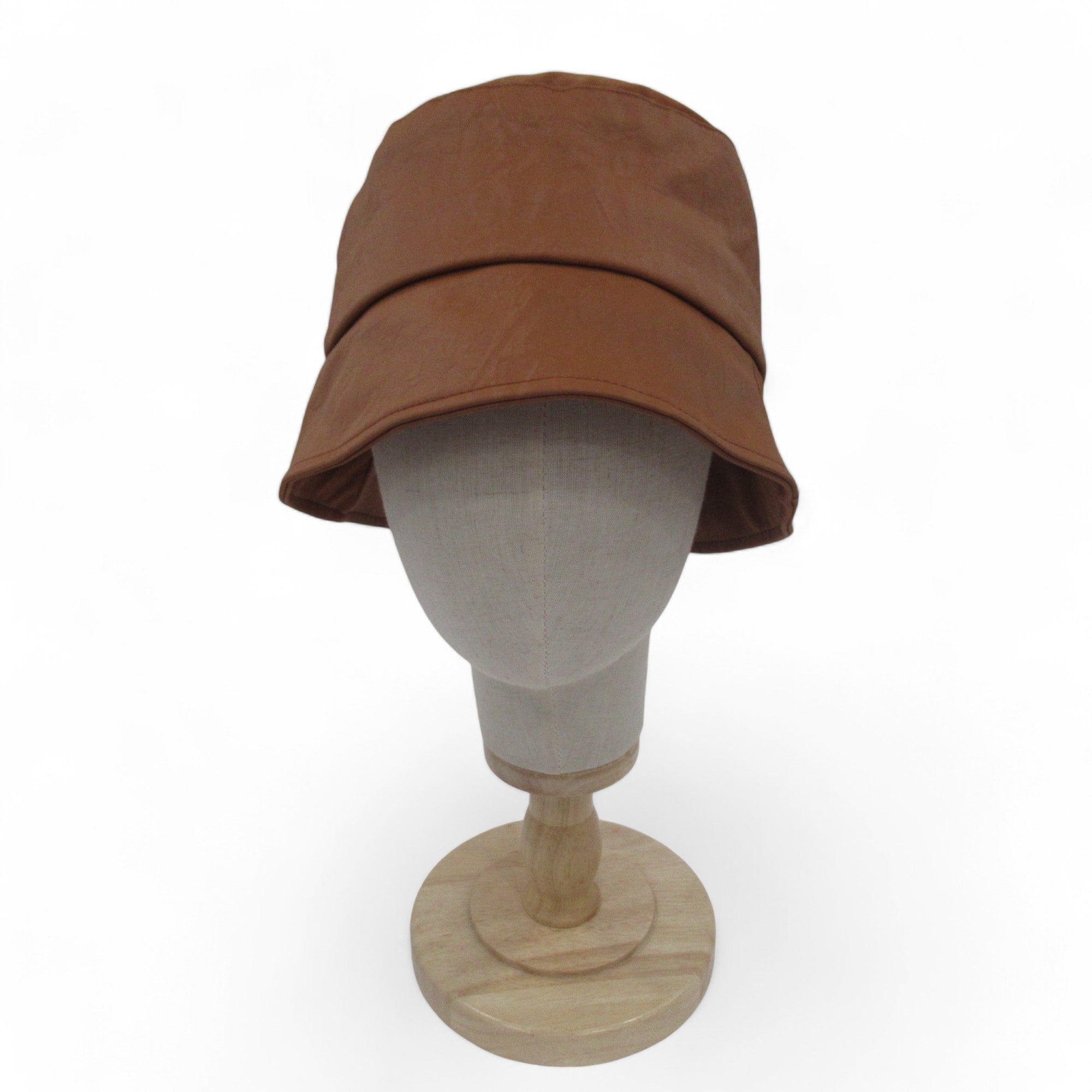 front image for Intrend Brown Bucket Hat Vegan Leather Menswear | Preloved