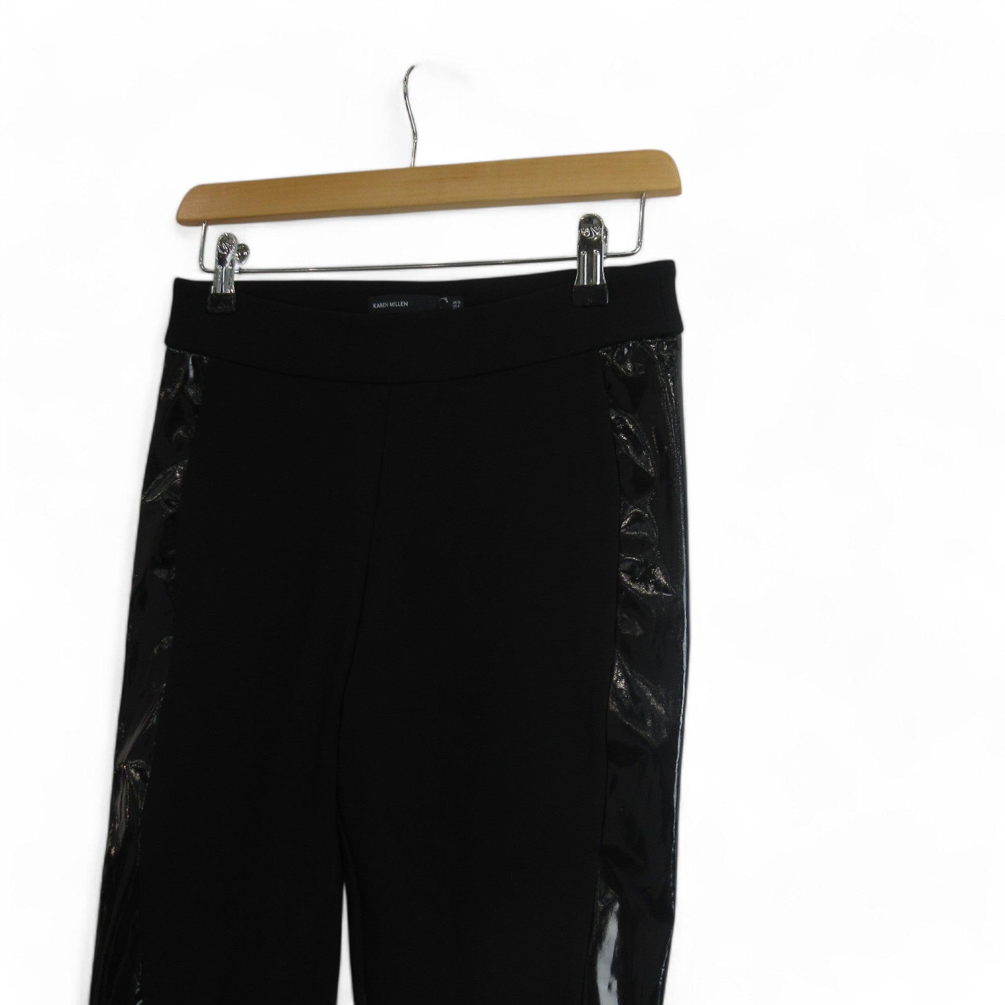 top image for Karen Millen UK 10 Black Tapered Trousers Womenswear | Preloved