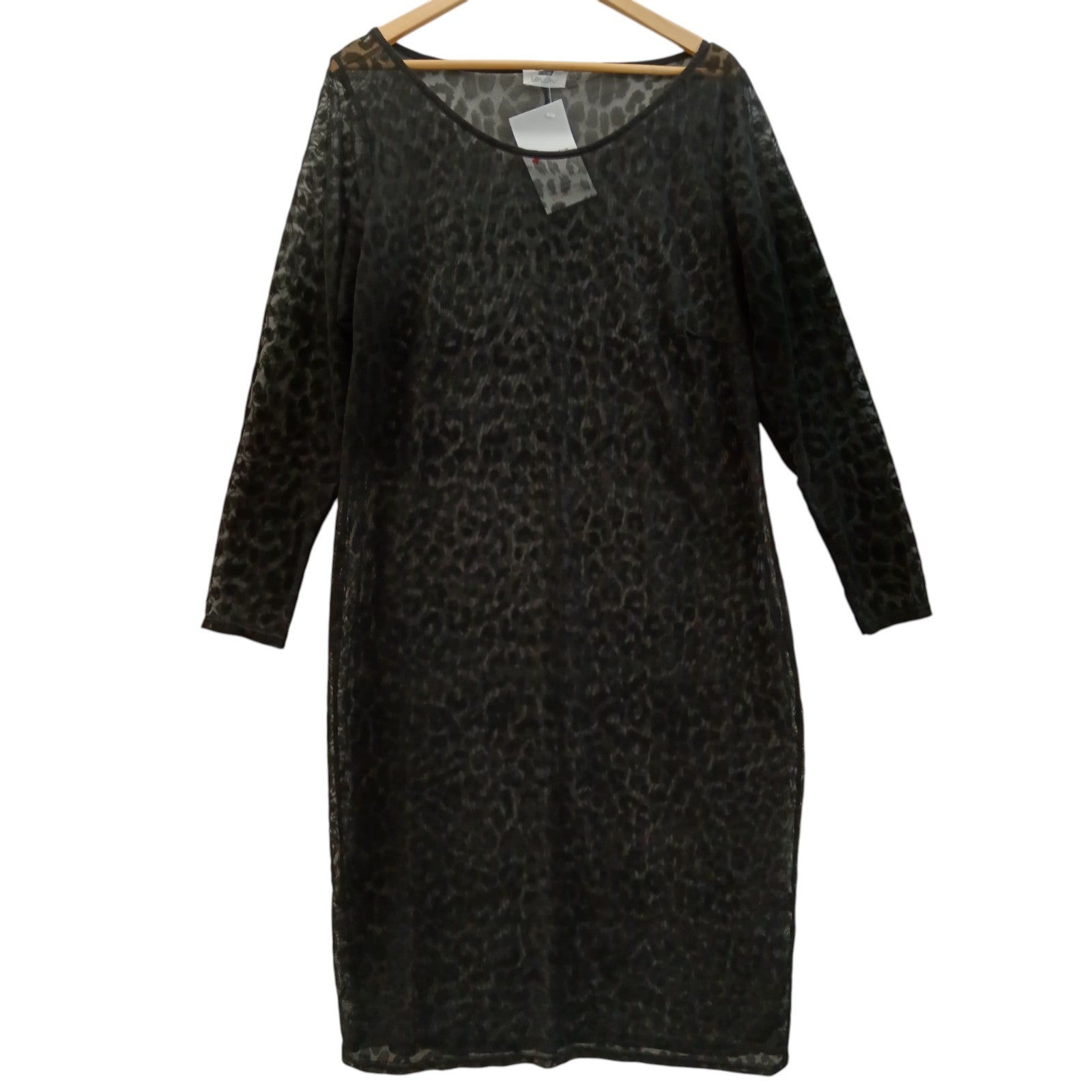 Front image for Yours London Sheer Black Leopard Tunic Dress UK 24 Womenswear | Pre-loved